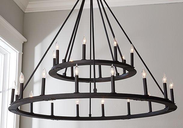 Minimalist Iron Ring Two-Tier Chandelier