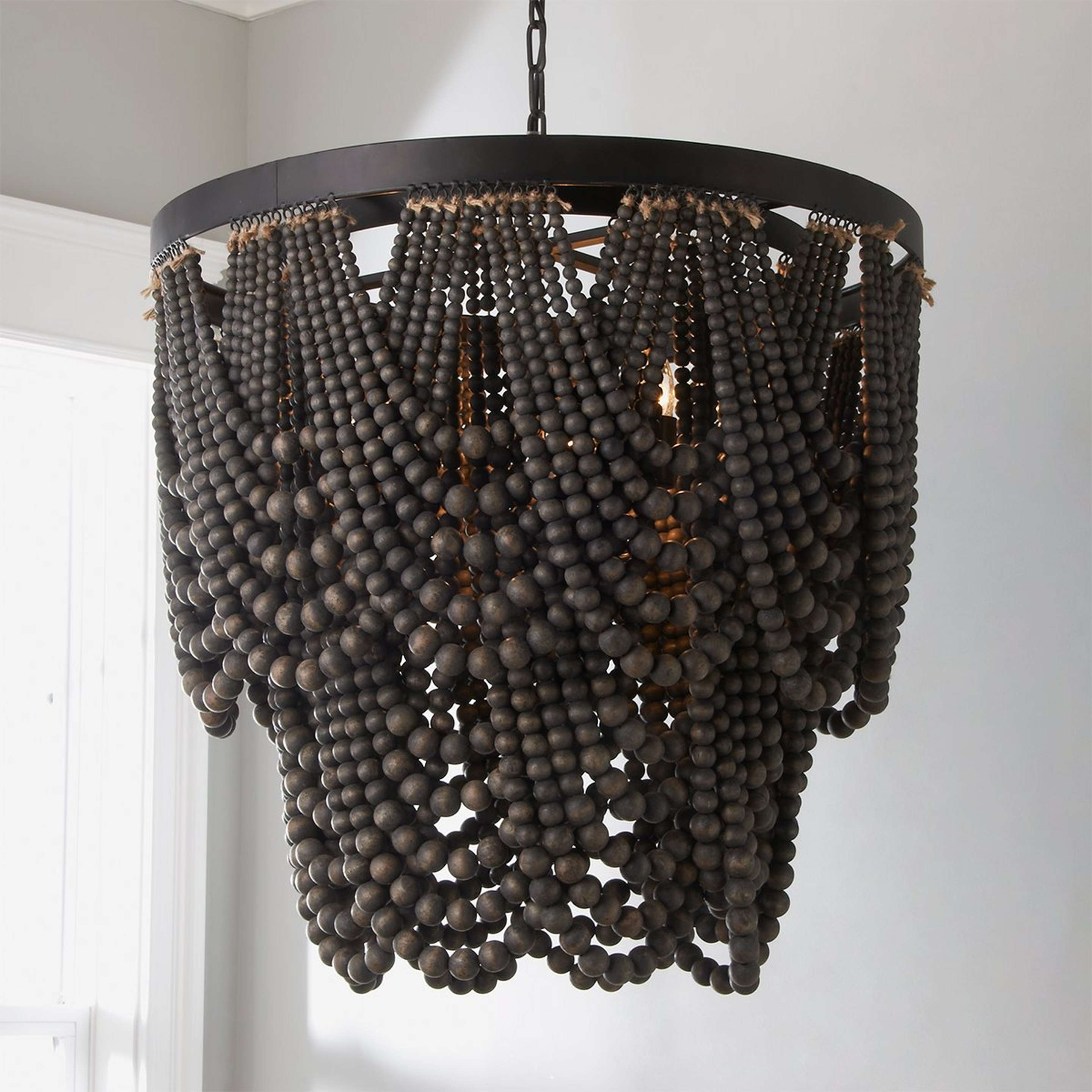 A Bohemia Draped Bead Chandelier with Black / Distressed Black color