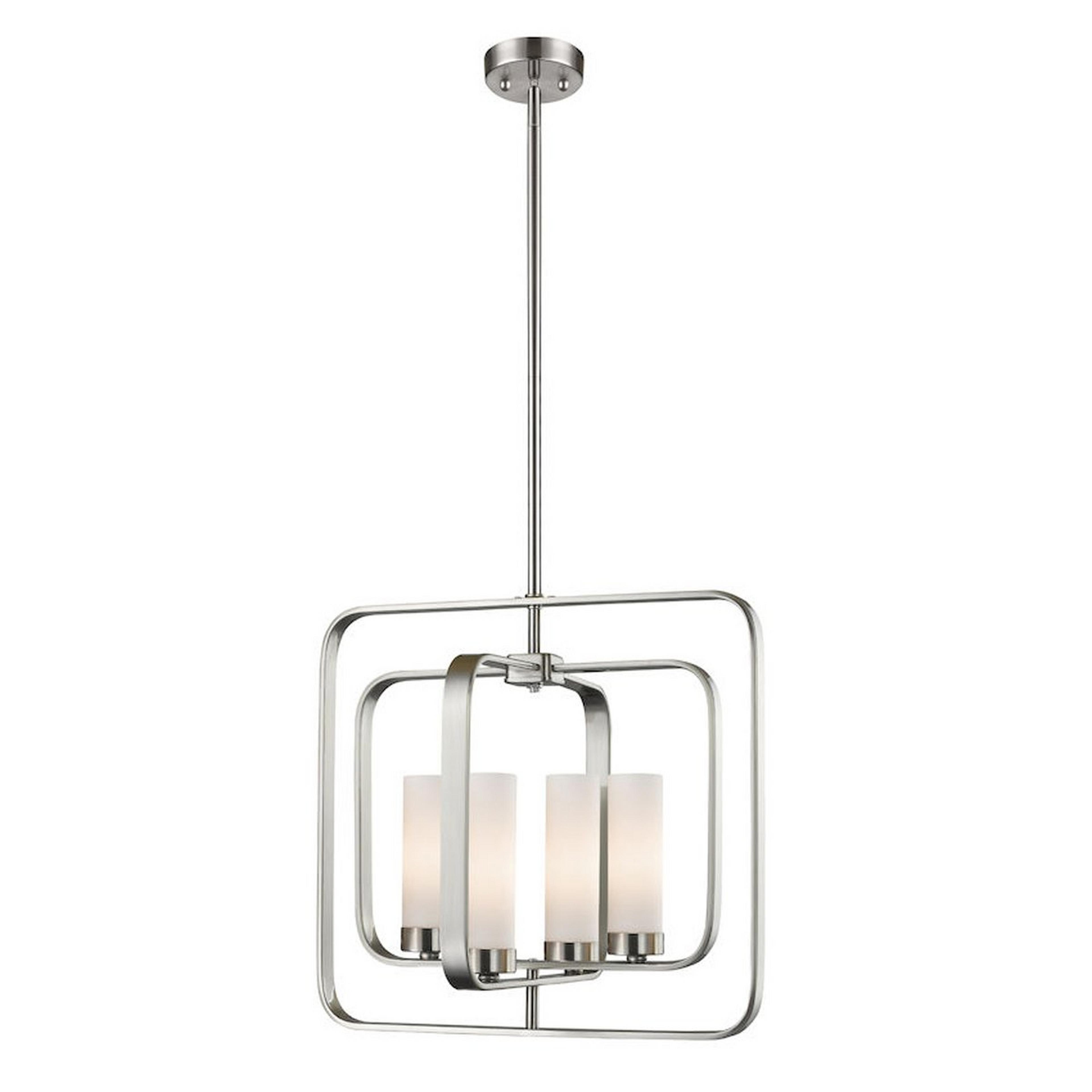 A Soho Loft Convertible Chandelier with Brushed Nickel color