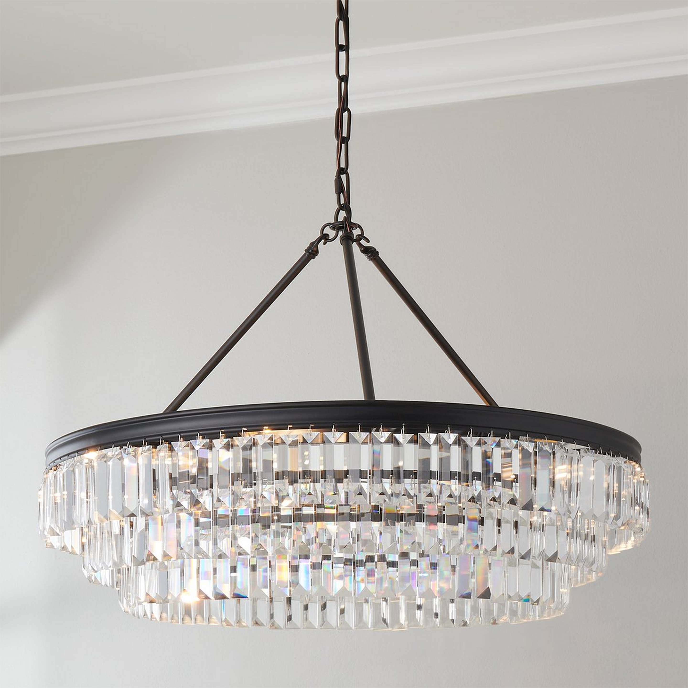 Faceted Glass Layered Chandelier