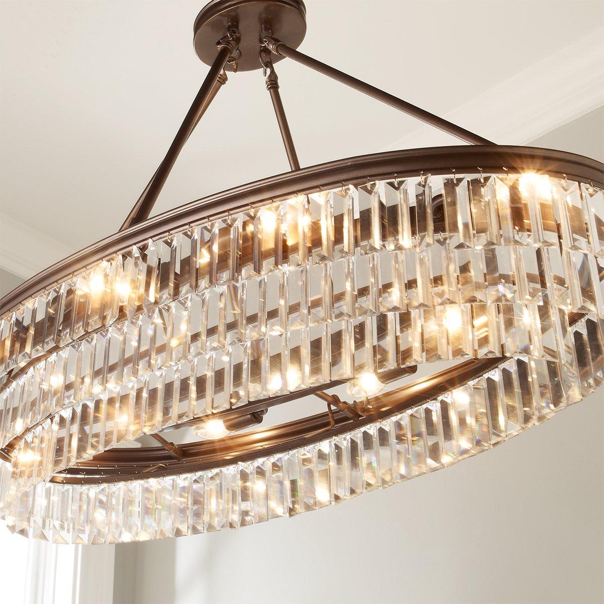 Faceted Glass Layered Island Chandelier