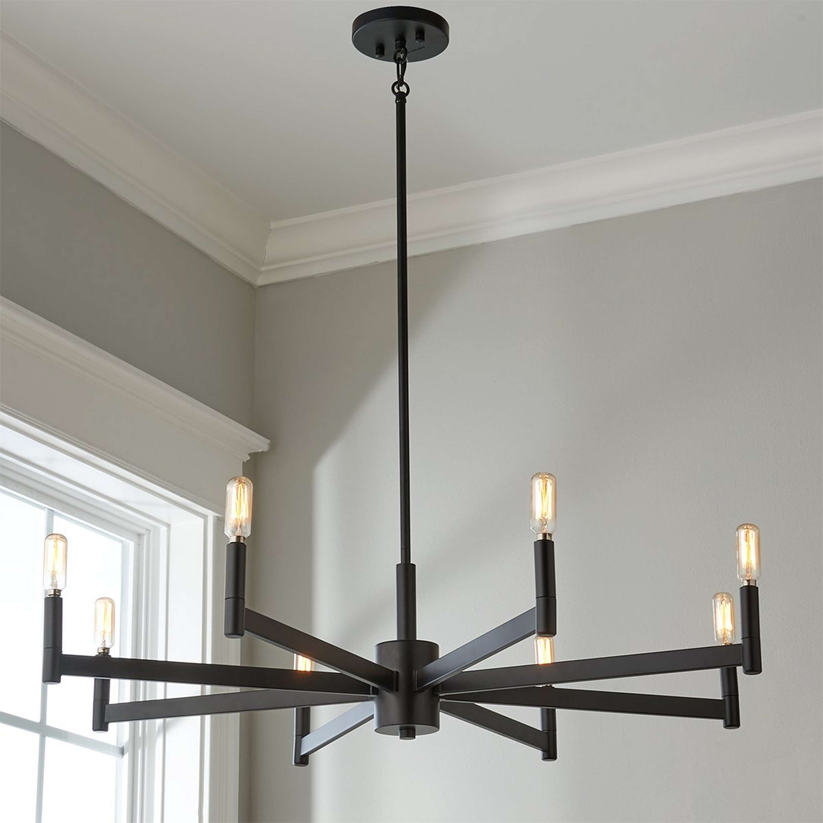 A Sleekly Modern Squared Chandelier - 8 Light with Matte Black color