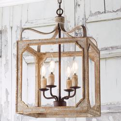 Small Boho Rustic Cube Chandelier