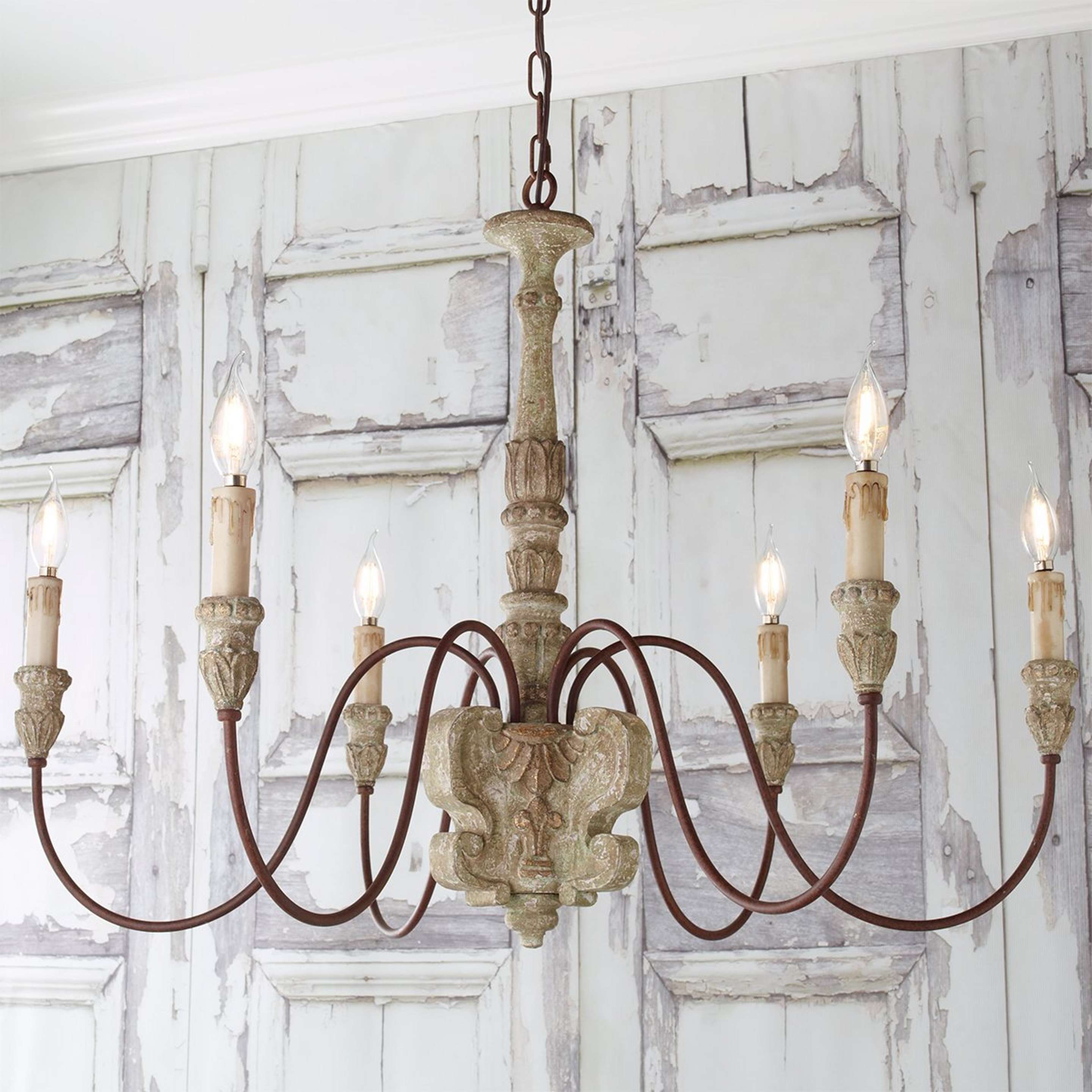 Aged Cottage Chic Chandelier