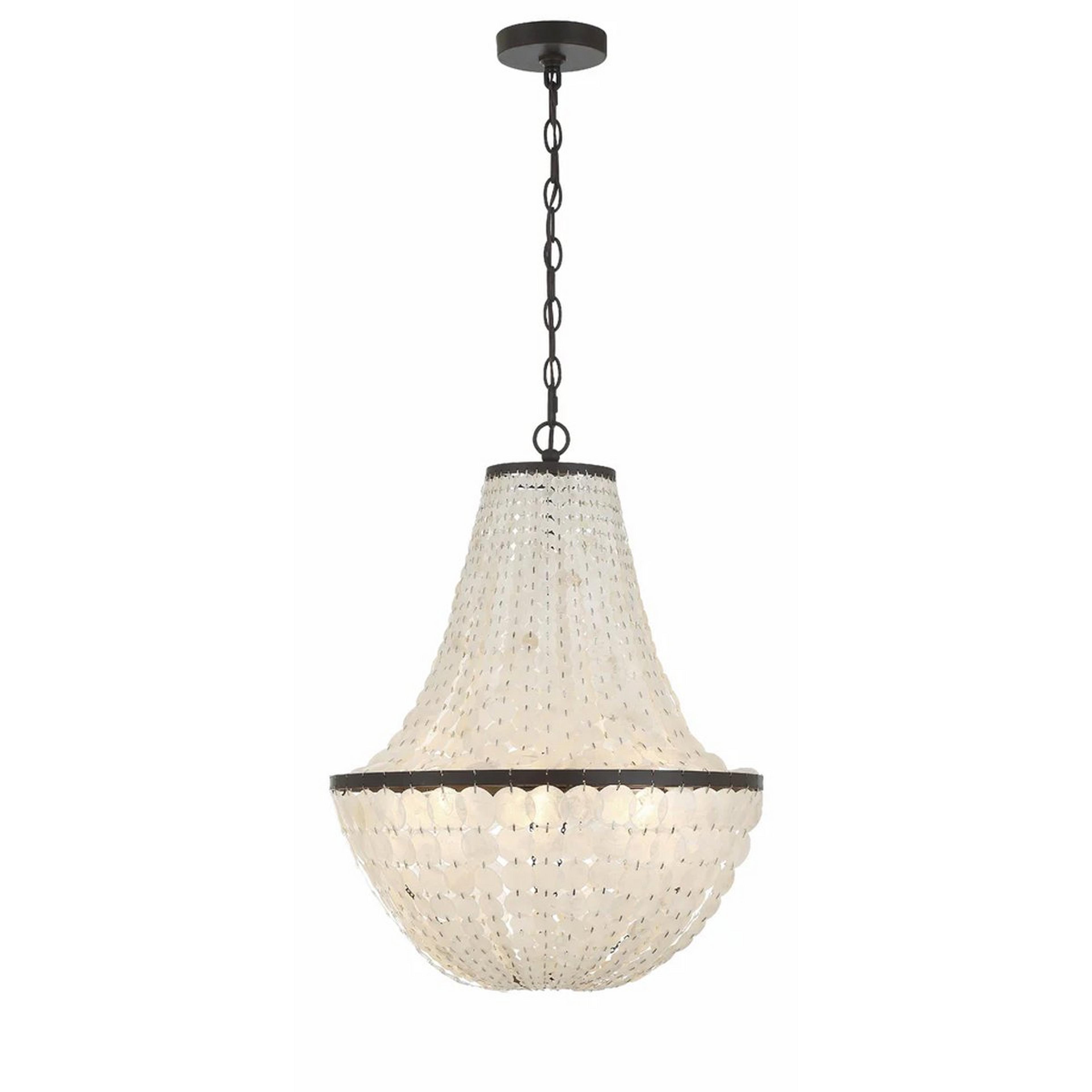 A Elegant Capiz Shell Basket Chandelier with Bronze / White color