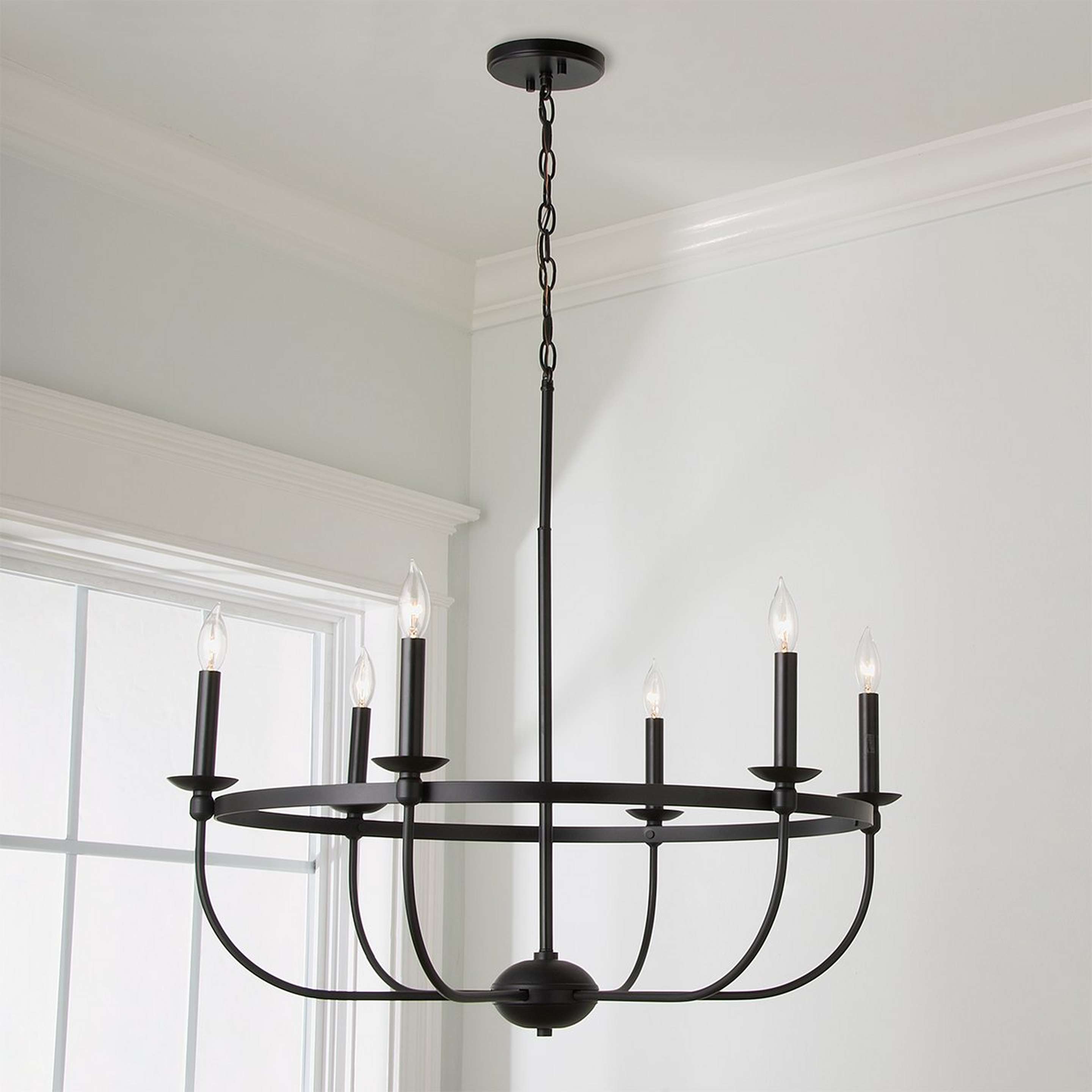 A Simply Blake Basket Chandelier - 6 Light with Matte Black color