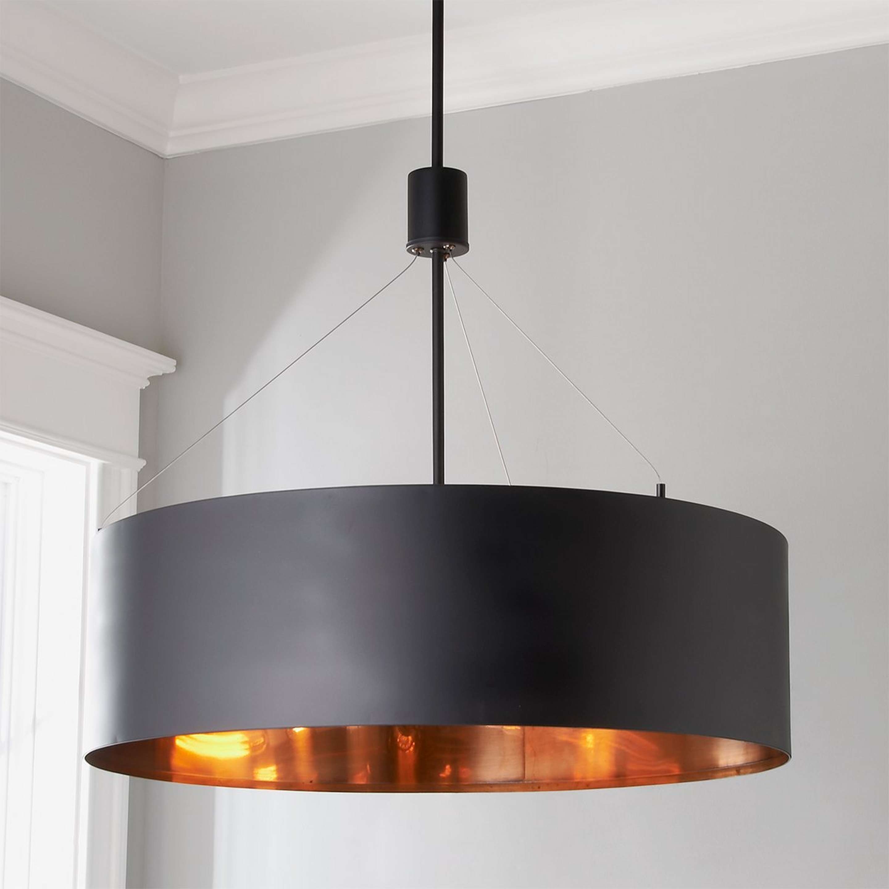 A Float Drum Chandelier with Matte Black / Copper color