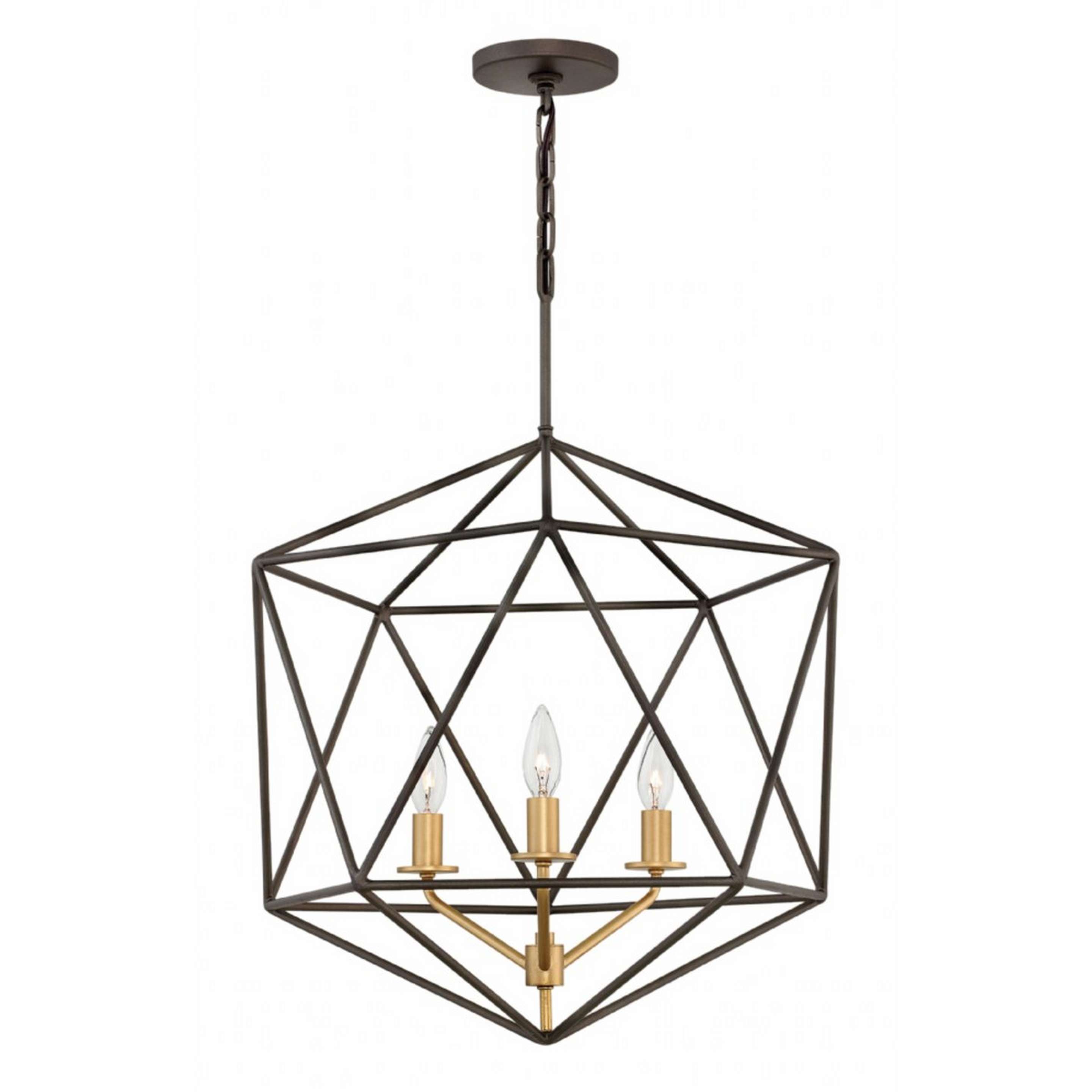 A Geometric Gem Chandelier - 3 Light with Bronze with Gold color