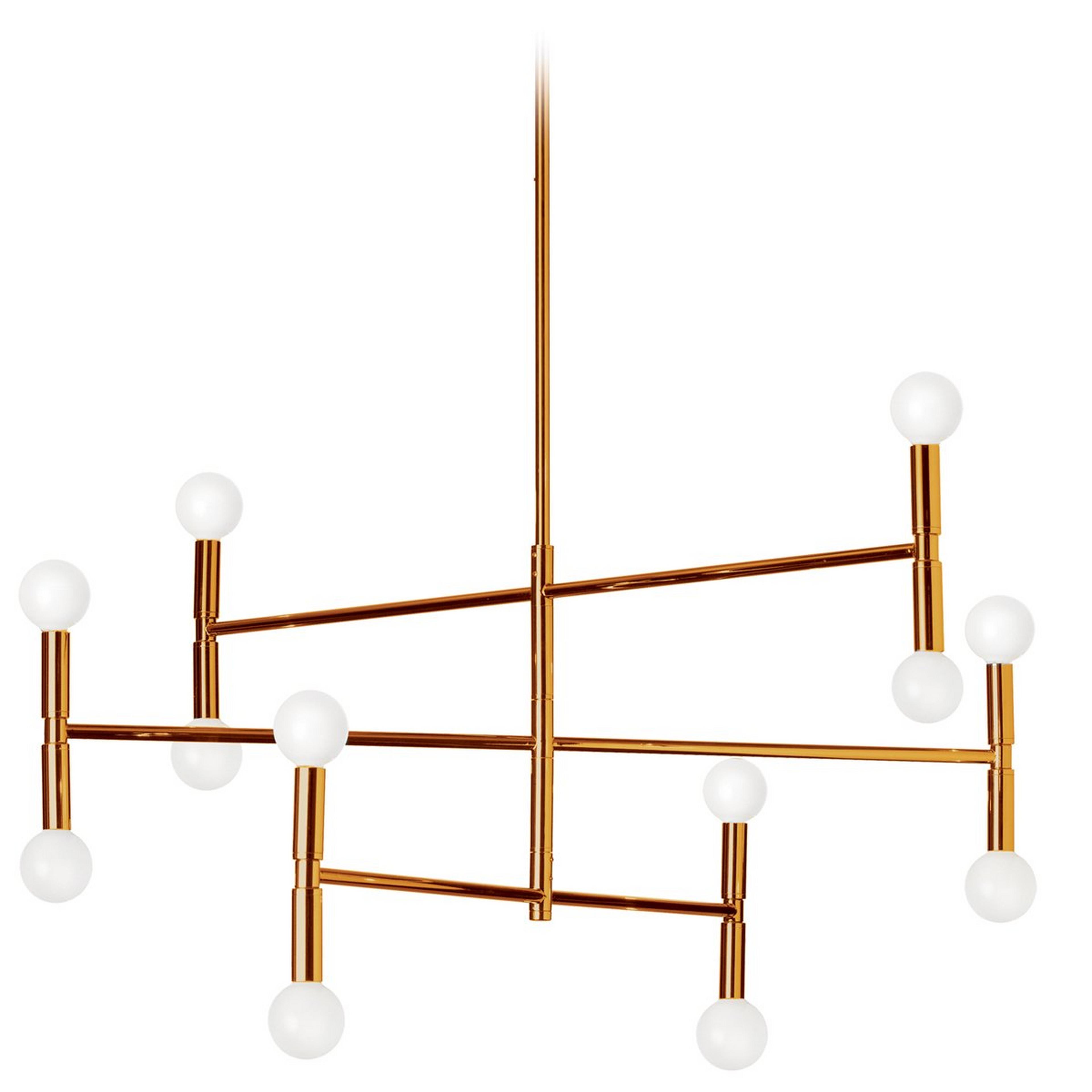 A Linear Modern Mobile Chandelier - Large with Antique Brass color