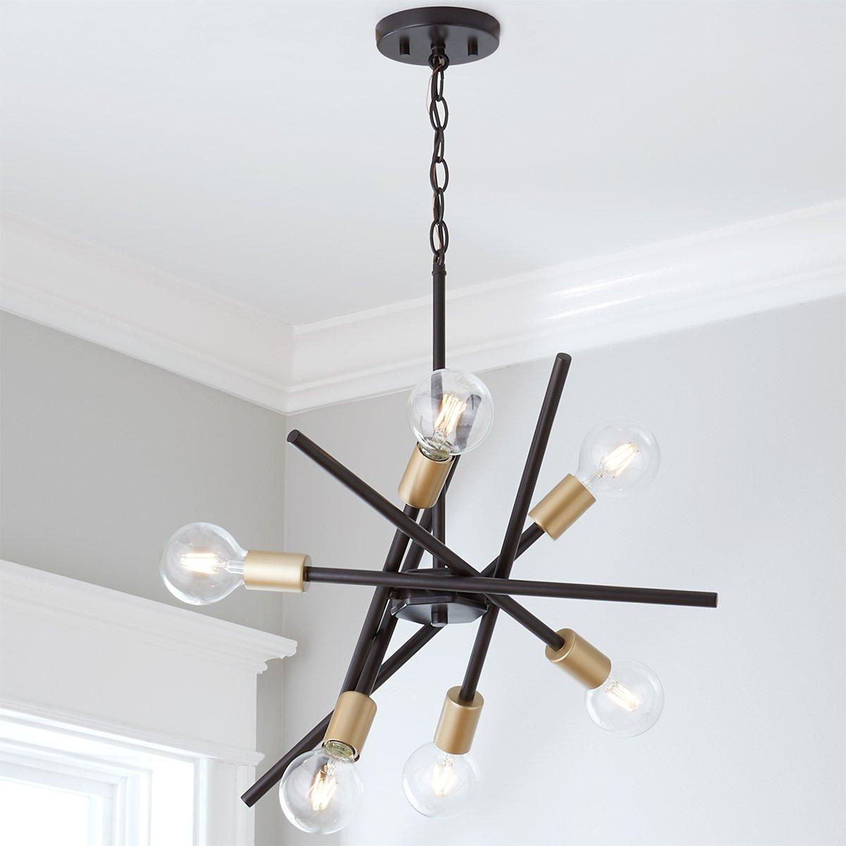 Griffin Starburst Pendant 6-Light Clear Glass (ZM) in Dark Smoke