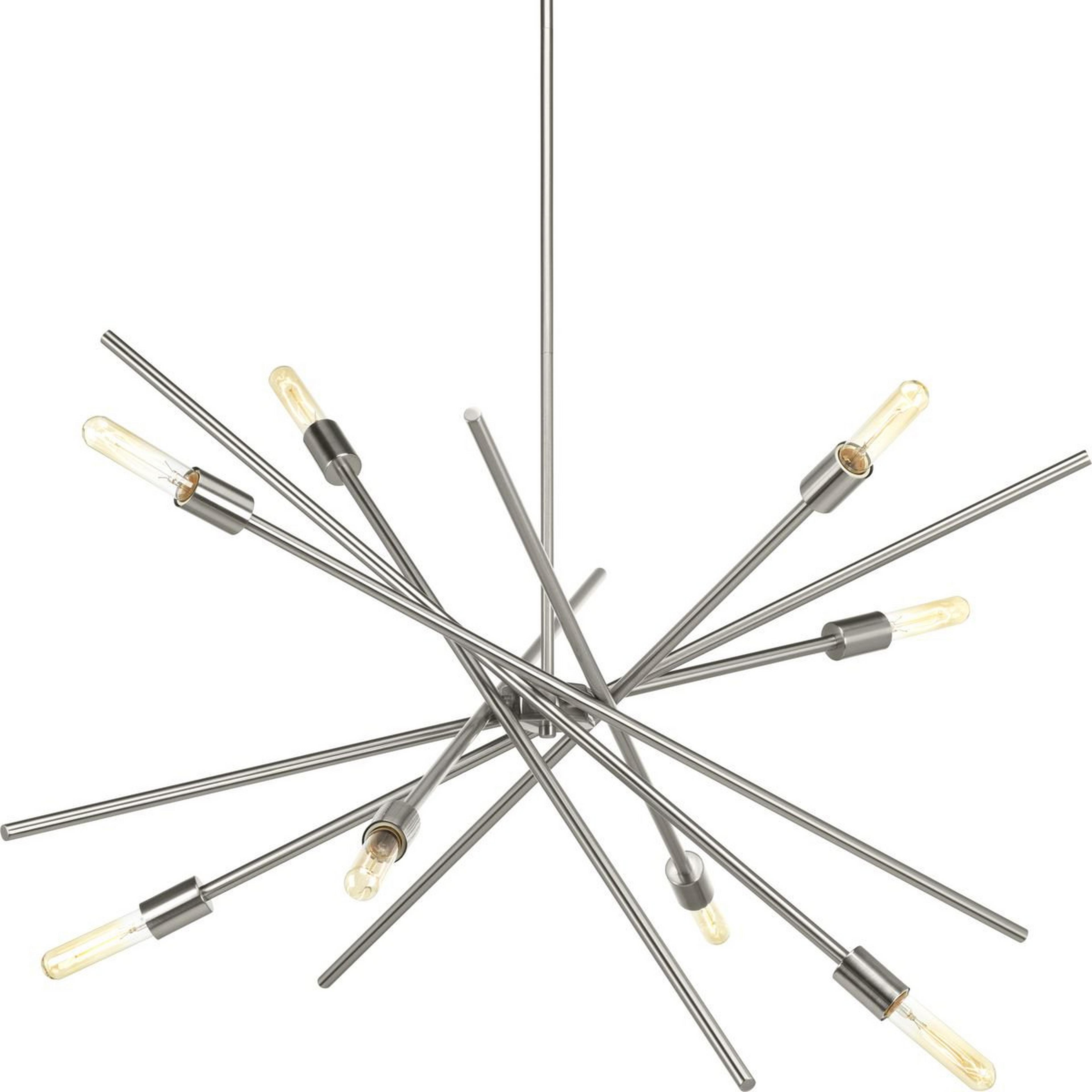 A Scatter Burst Chandelier - 8 Light with Brushed Nickel color