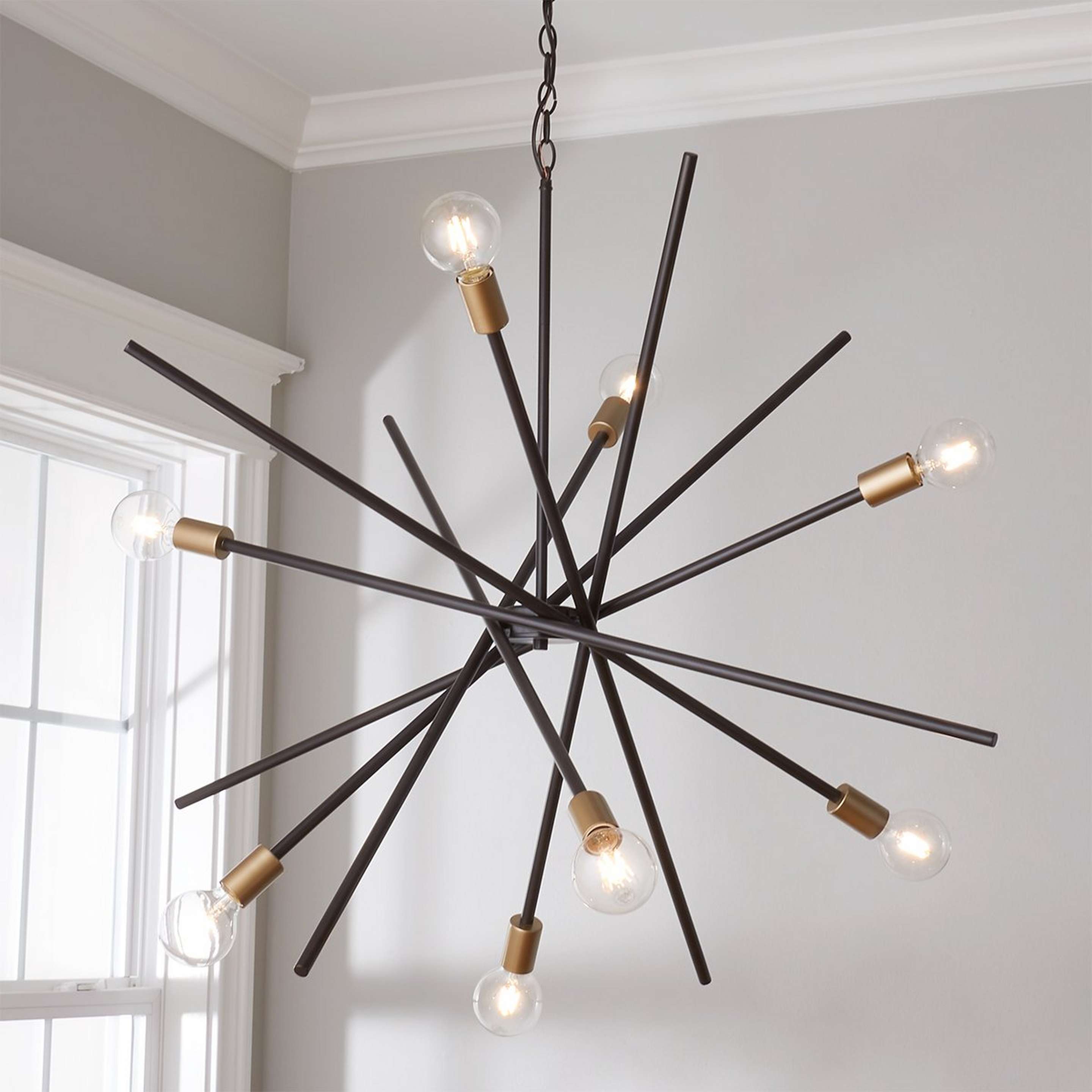 A Scatter Burst Chandelier - 8 Light with Antique Bronze / Gold color