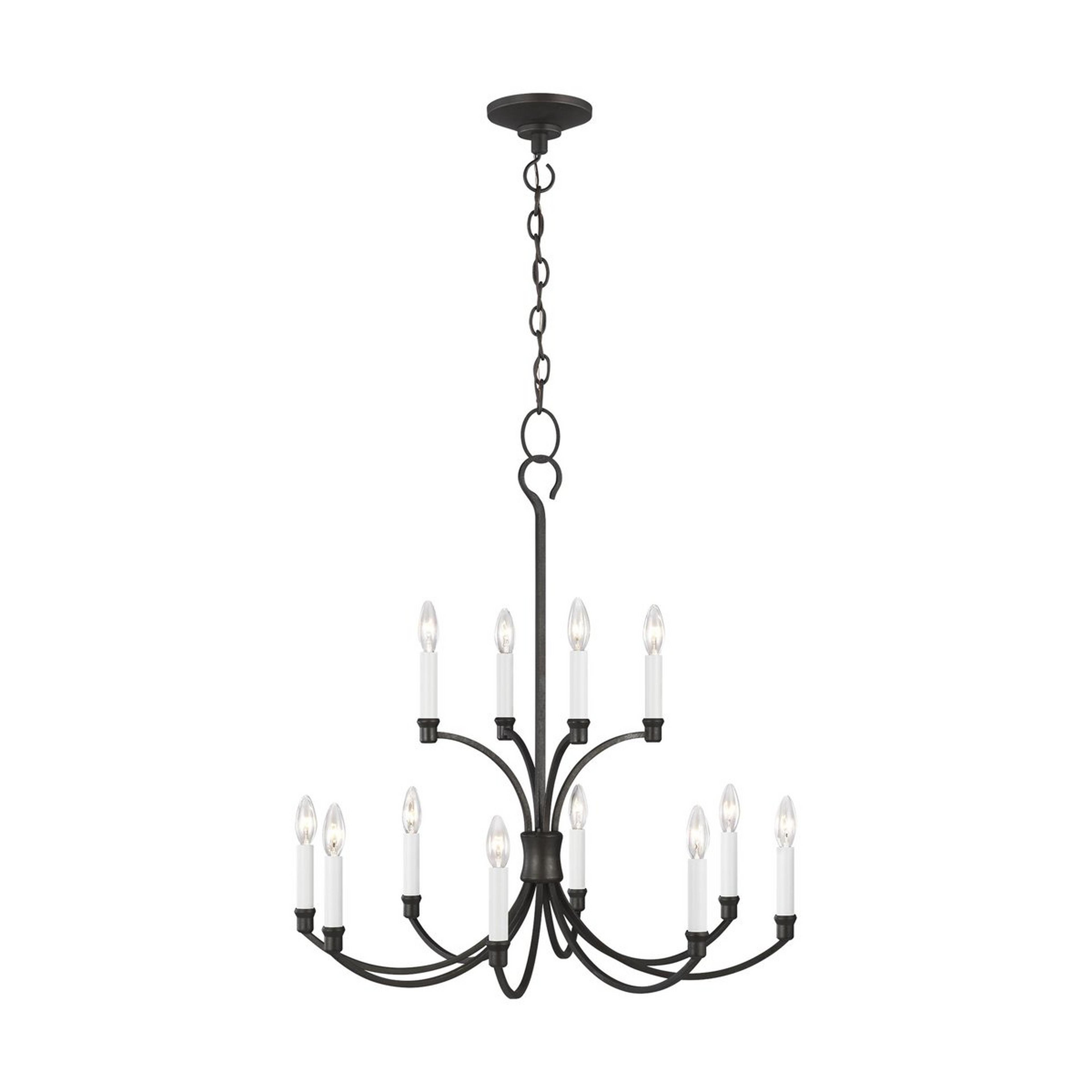 A Two-Tier Minimalist Chandelier with Black Steel color