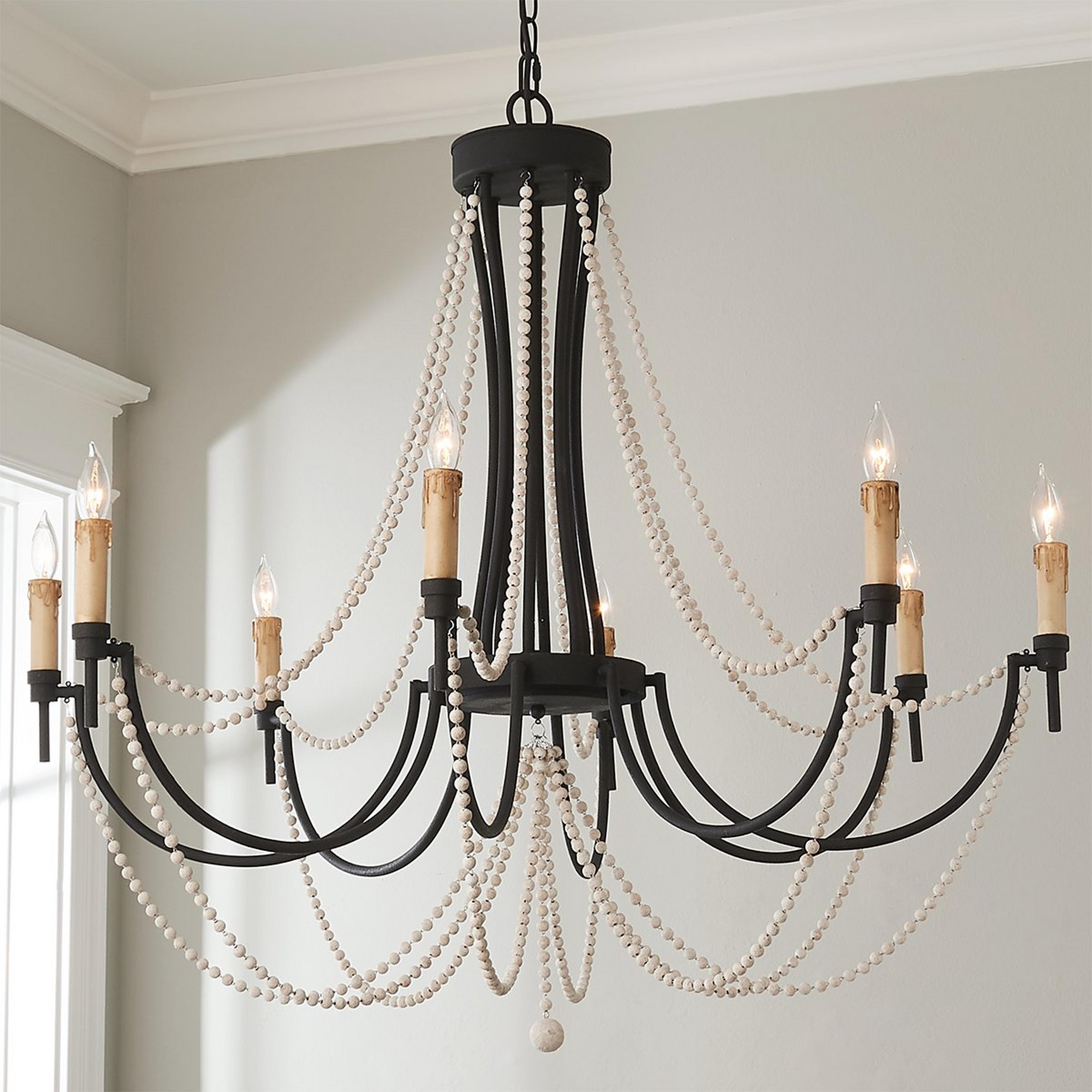 A Rustic Beach Chandelier with Black / Wood color