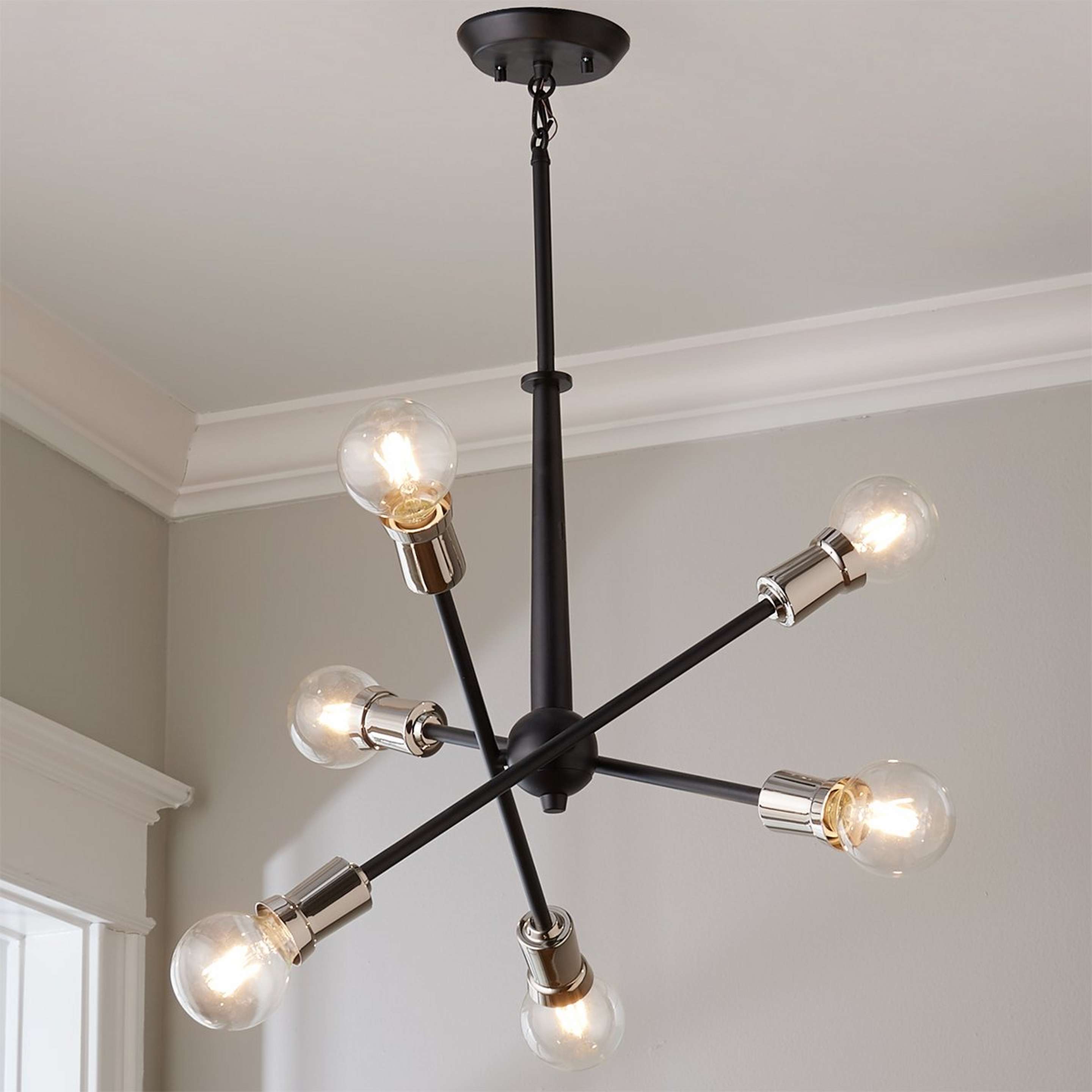 A Twirled Batons Chandelier with Black color