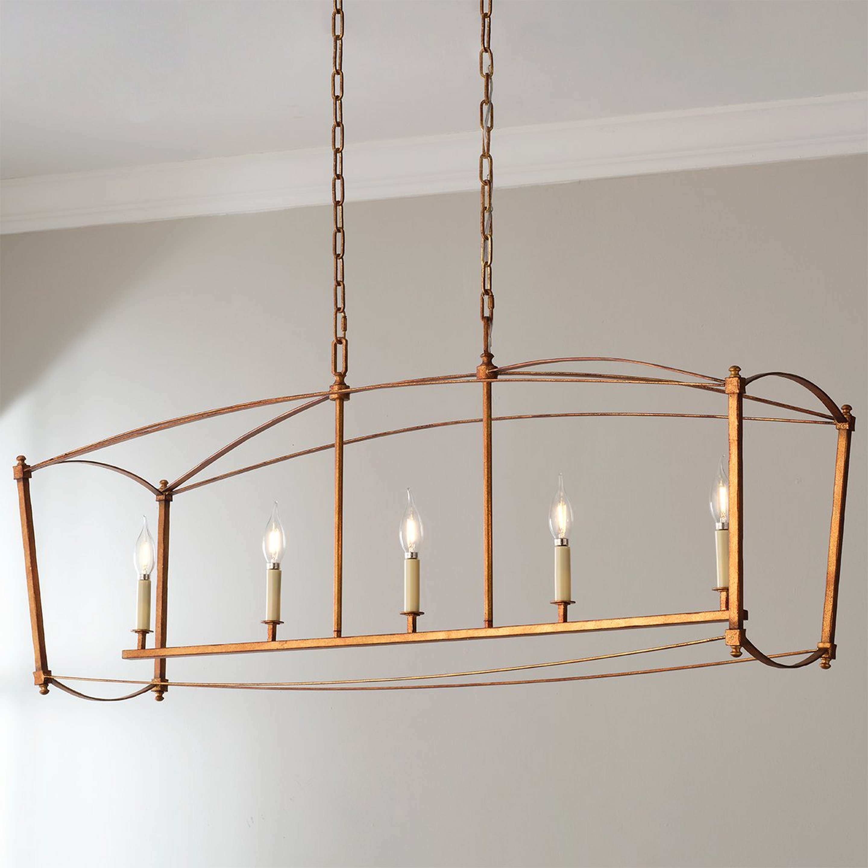 A Traditional Beaux Island Chandelier with Aged Gold color