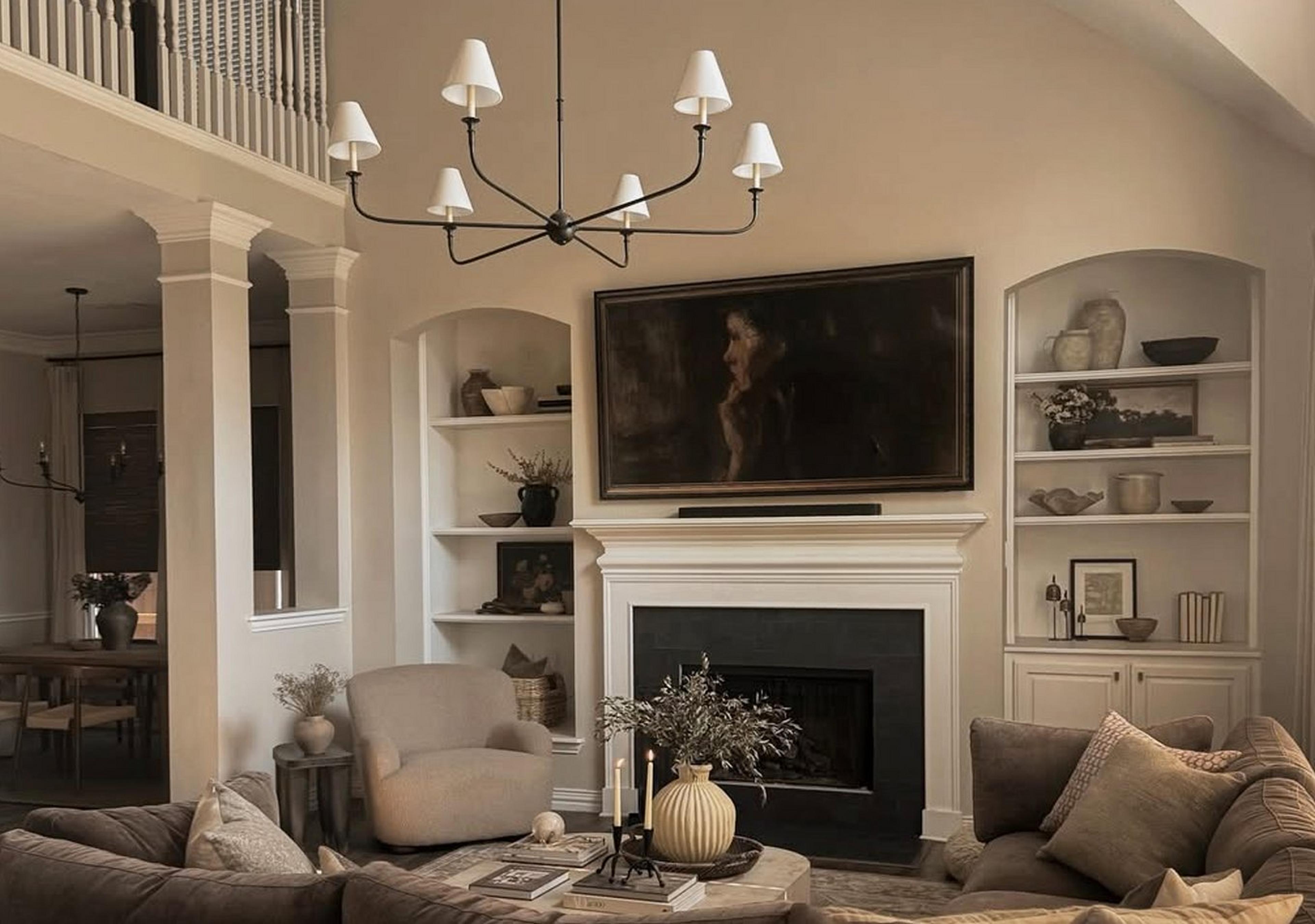 Aged Iron Slim Shaded Chandelier