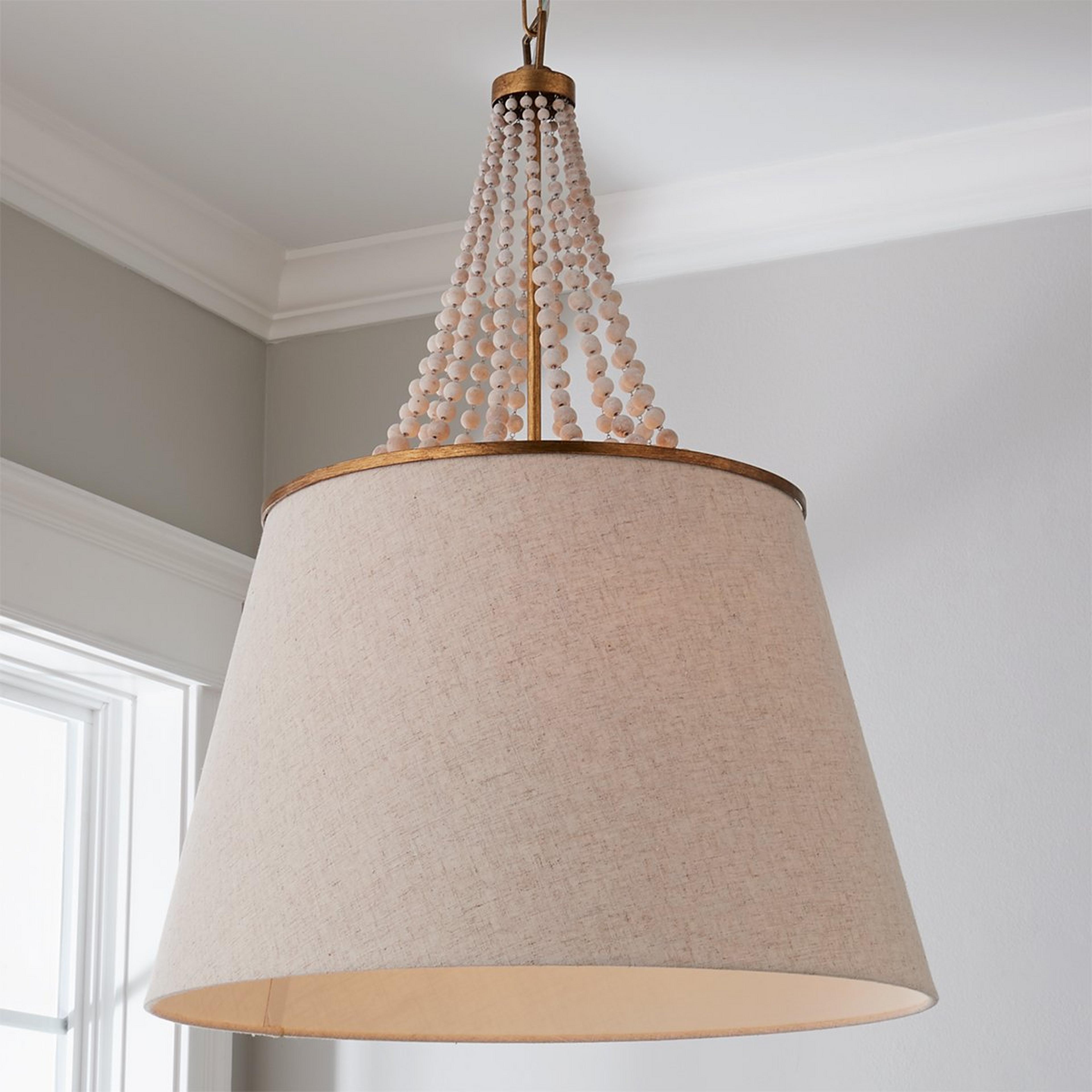 A Fanelli Chandelier with Gray-Beige / Whitewashed Wood / Antique Gold color