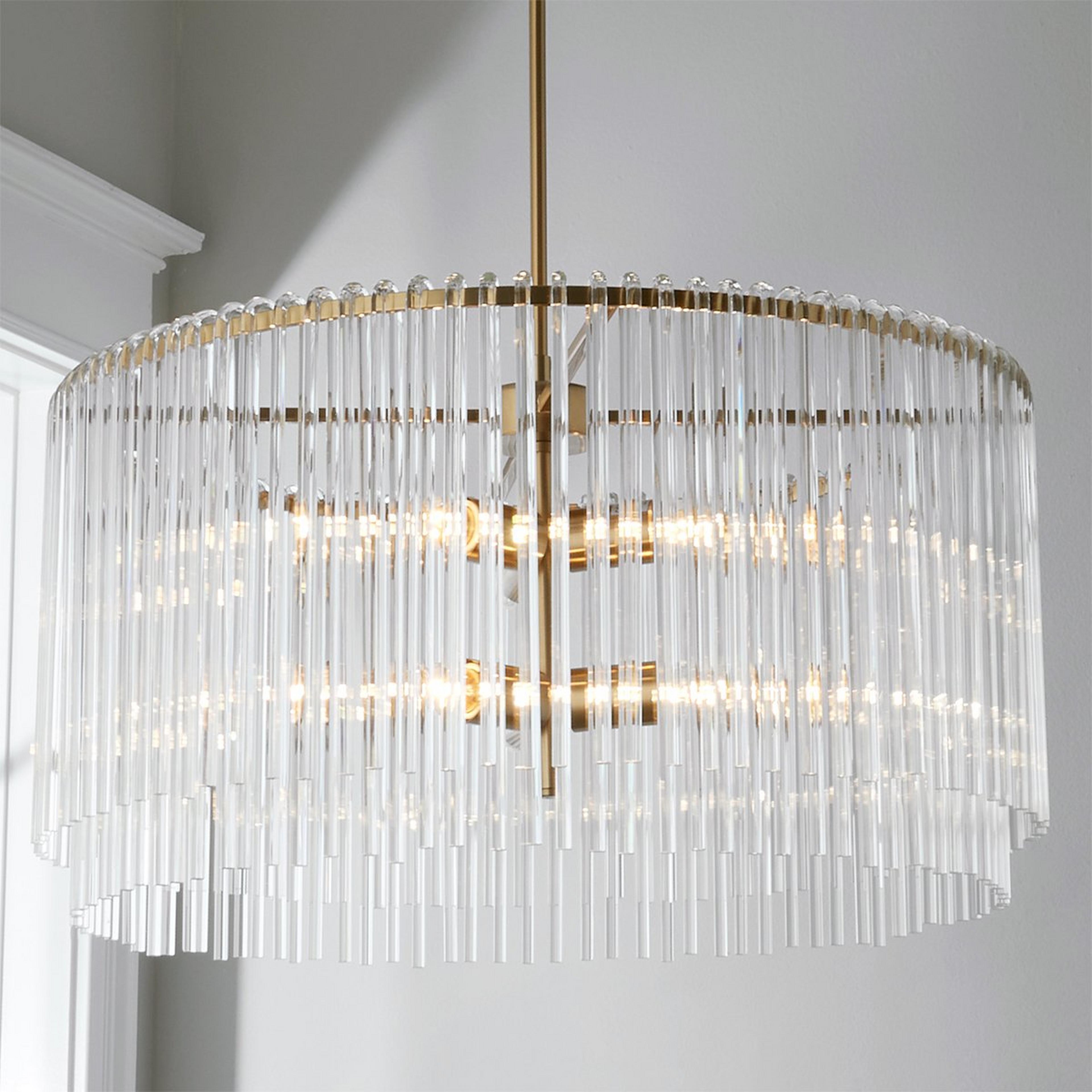 A Glass-cicles Chandelier with Aged Gold / Glass color