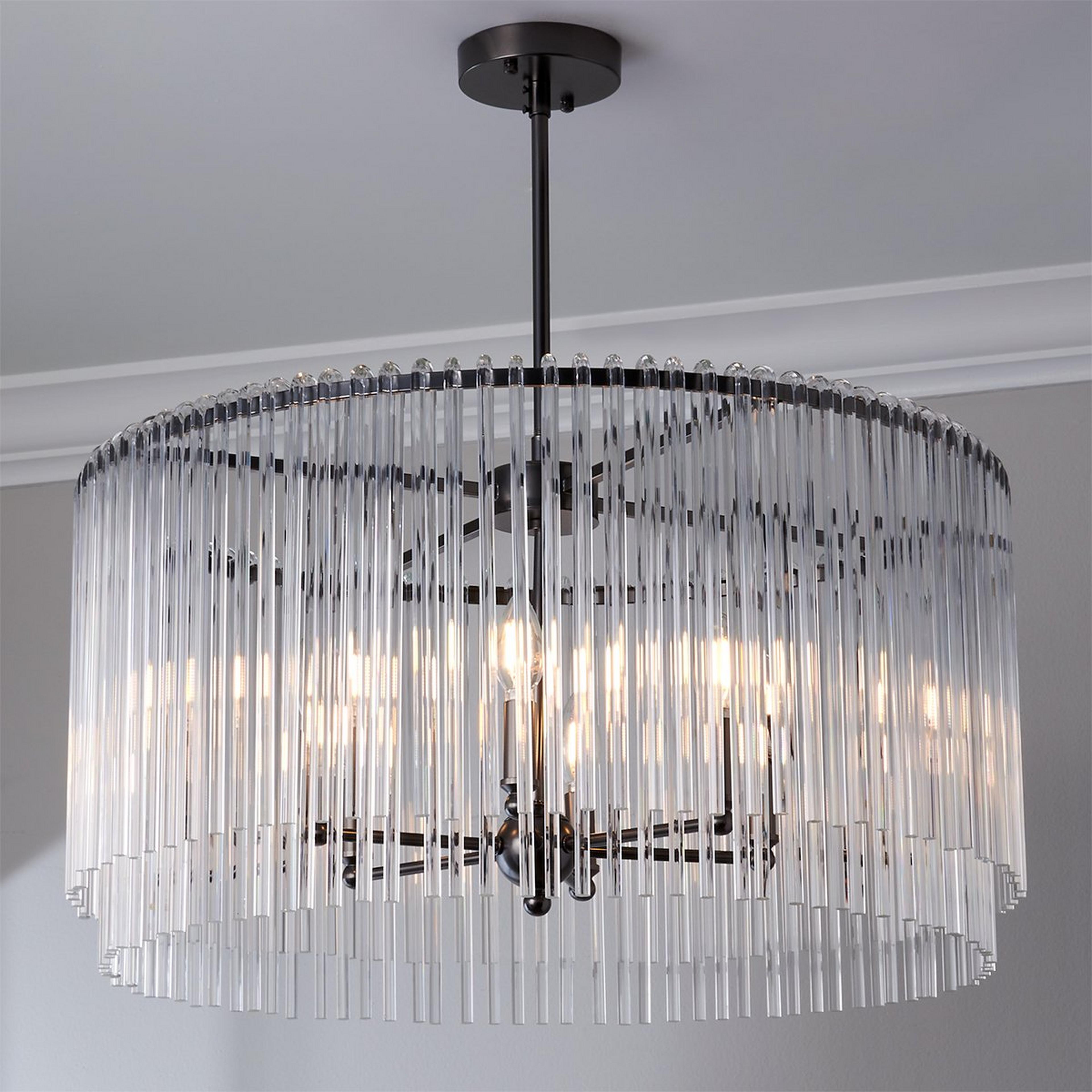 A Glass-cicles Chandelier with Gunmetal / Glass color