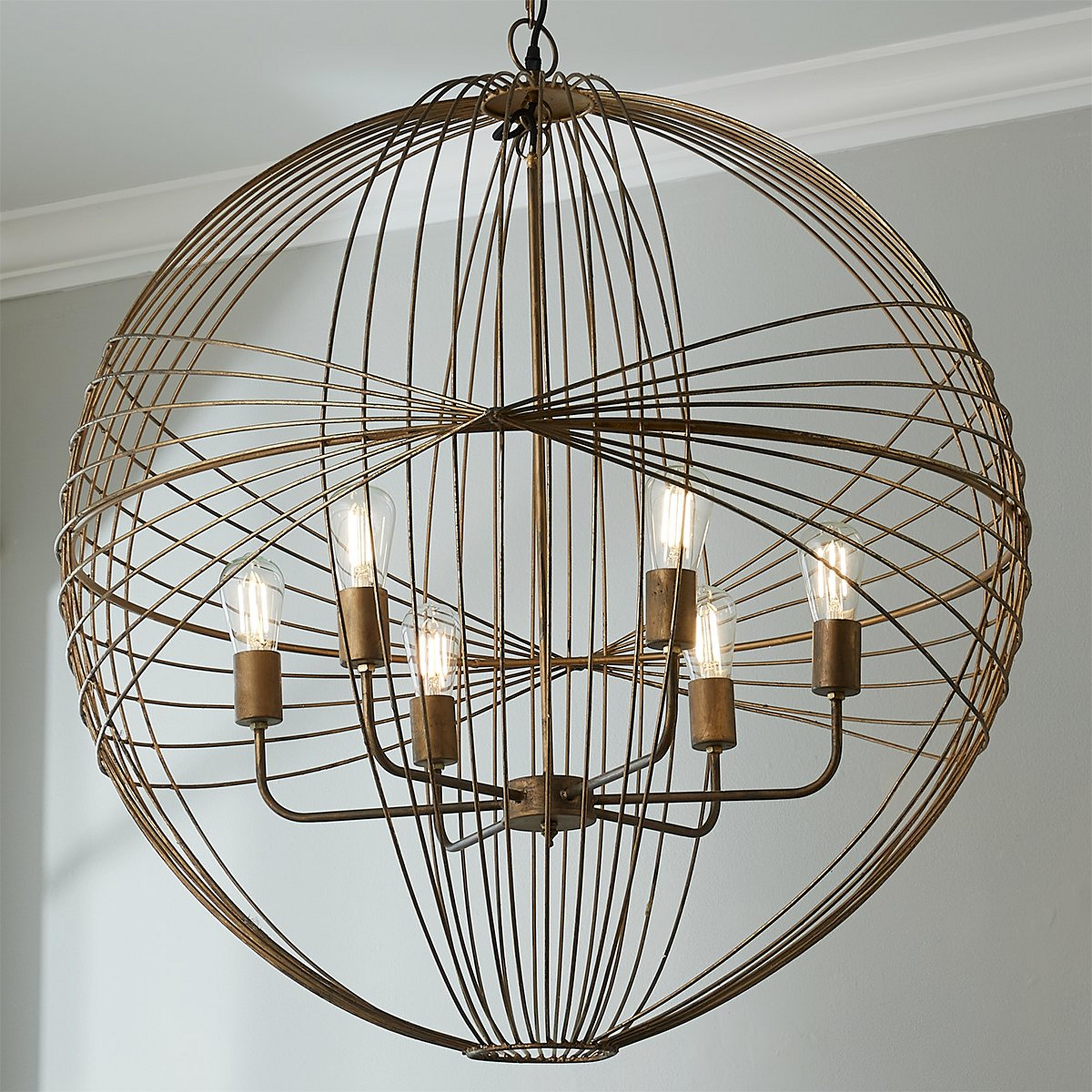 A Globe Binding Chandelier with Aged Gold color