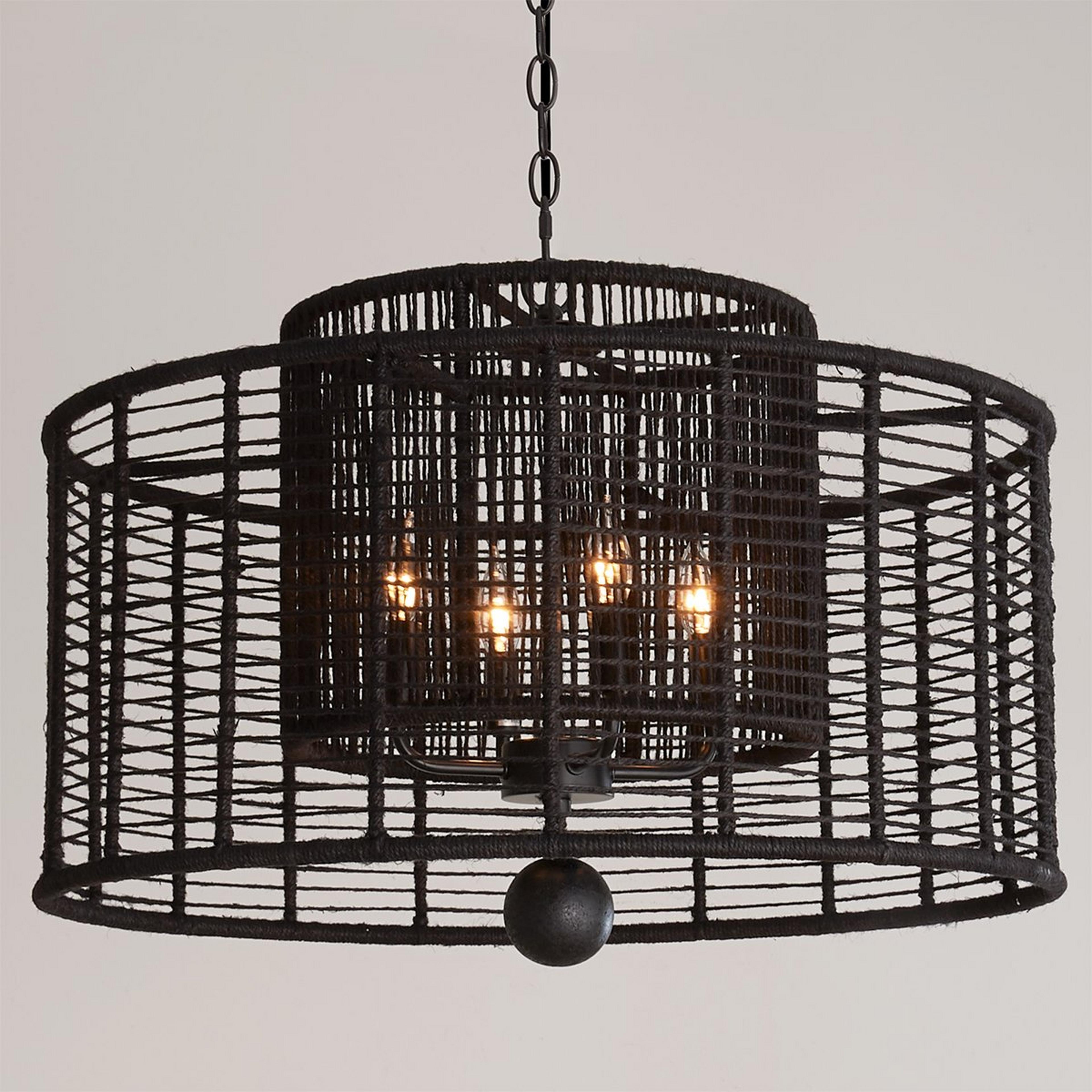 A Jute Veil Chandelier - 4 Light with undefined color