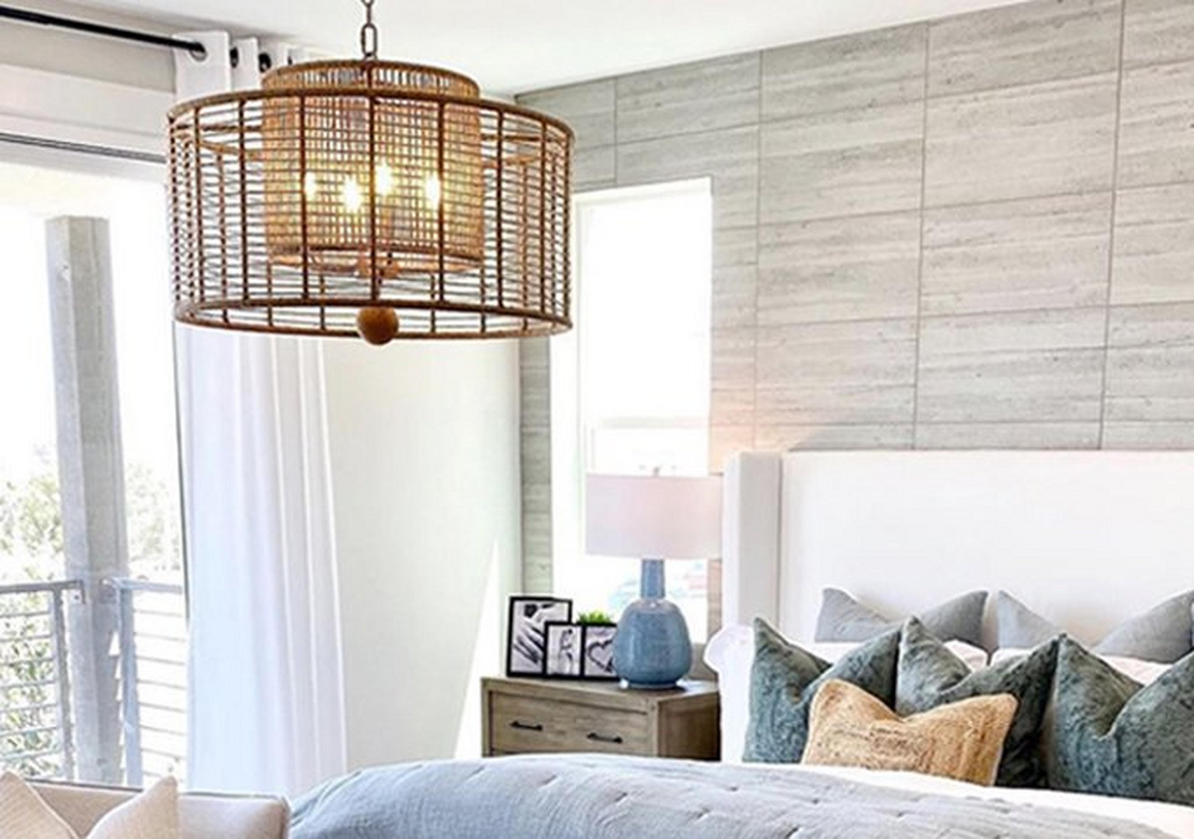 Jute Veil Chandelier in bedroom