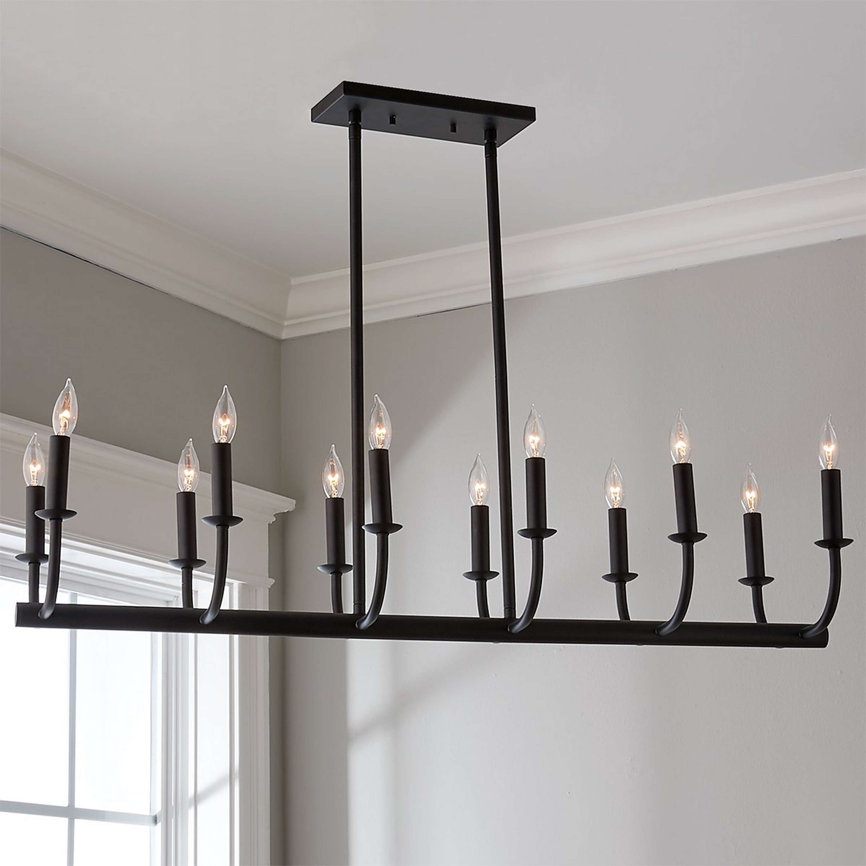 A Moderately Modern Island Chandelier with Matte Black color