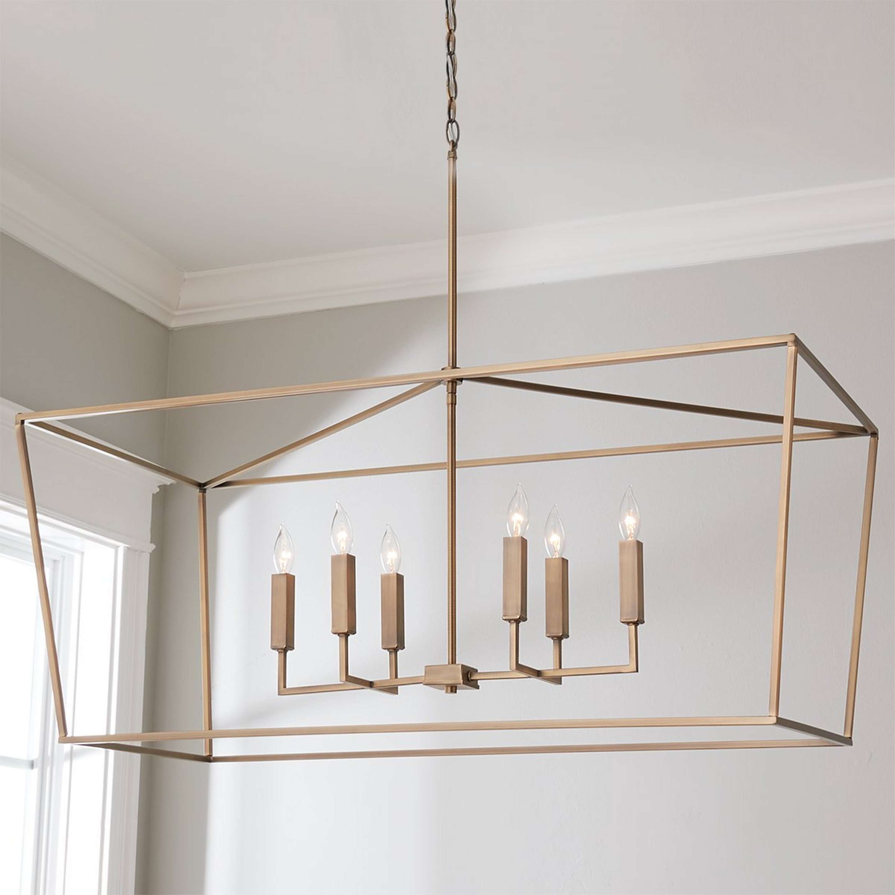 A Harrington Island Chandelier with Aged Brass color
