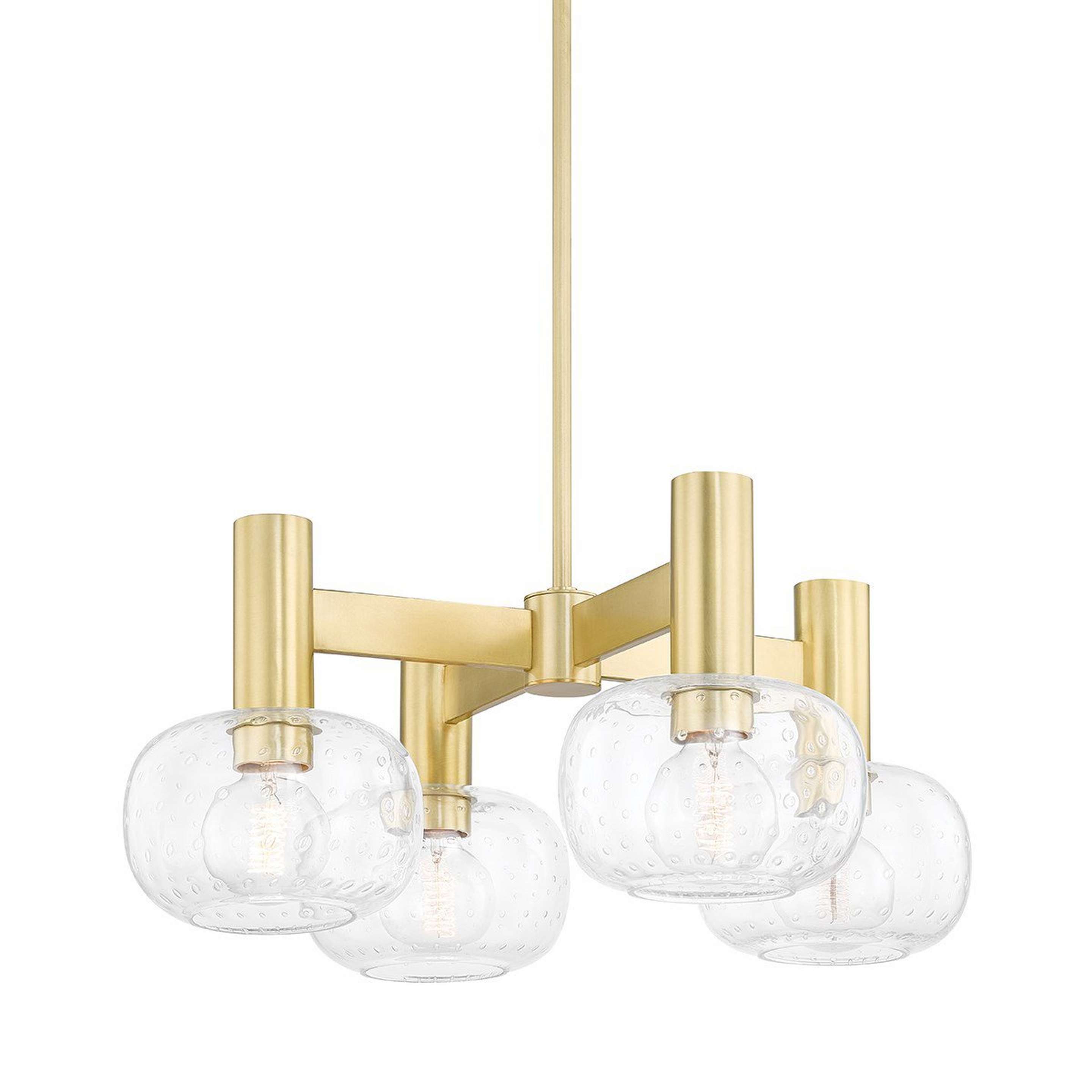 A Brinley Chandelier with Aged Brass / Seedy Glass color