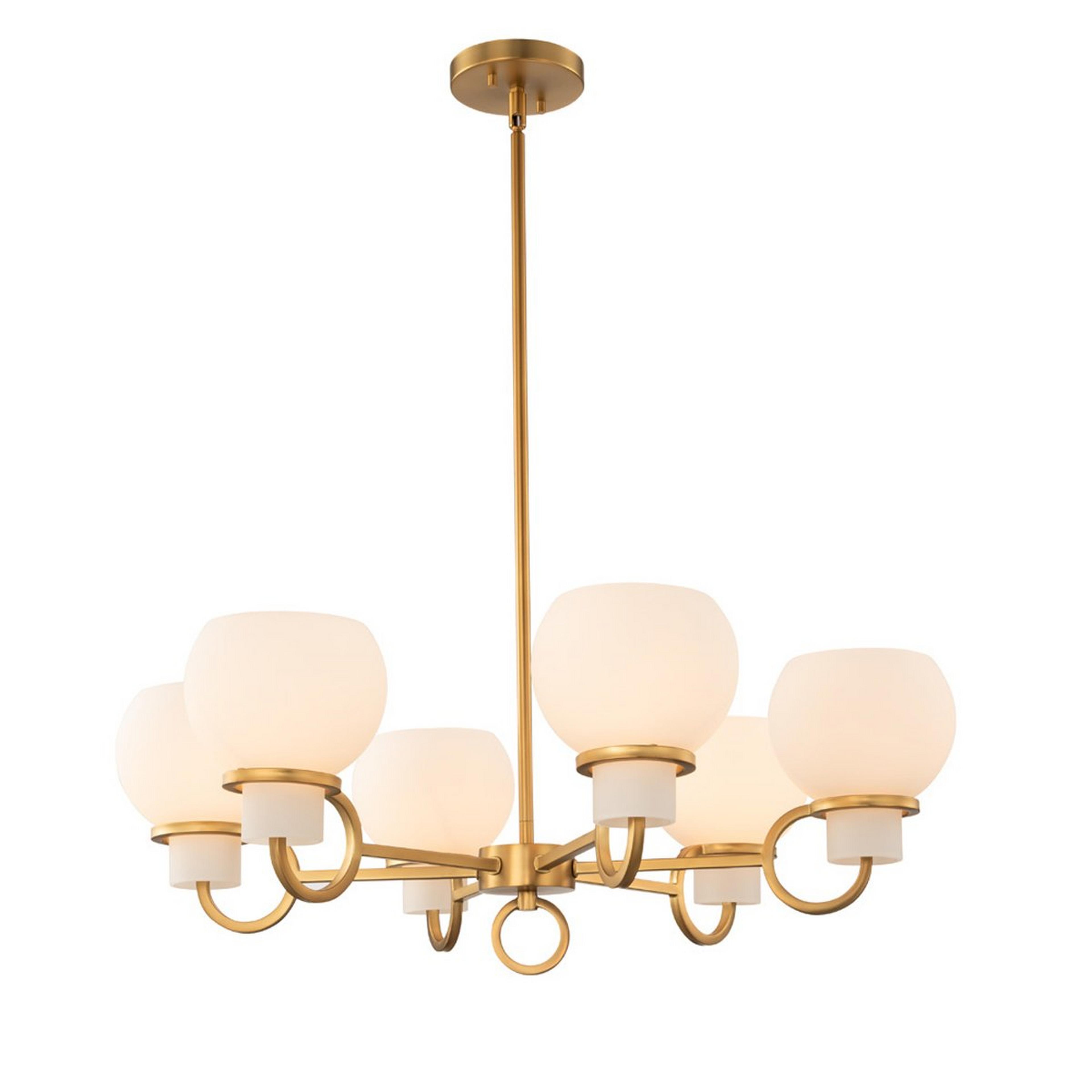 A Rosemont Chandelier - Small with Brass / Opal Glass color