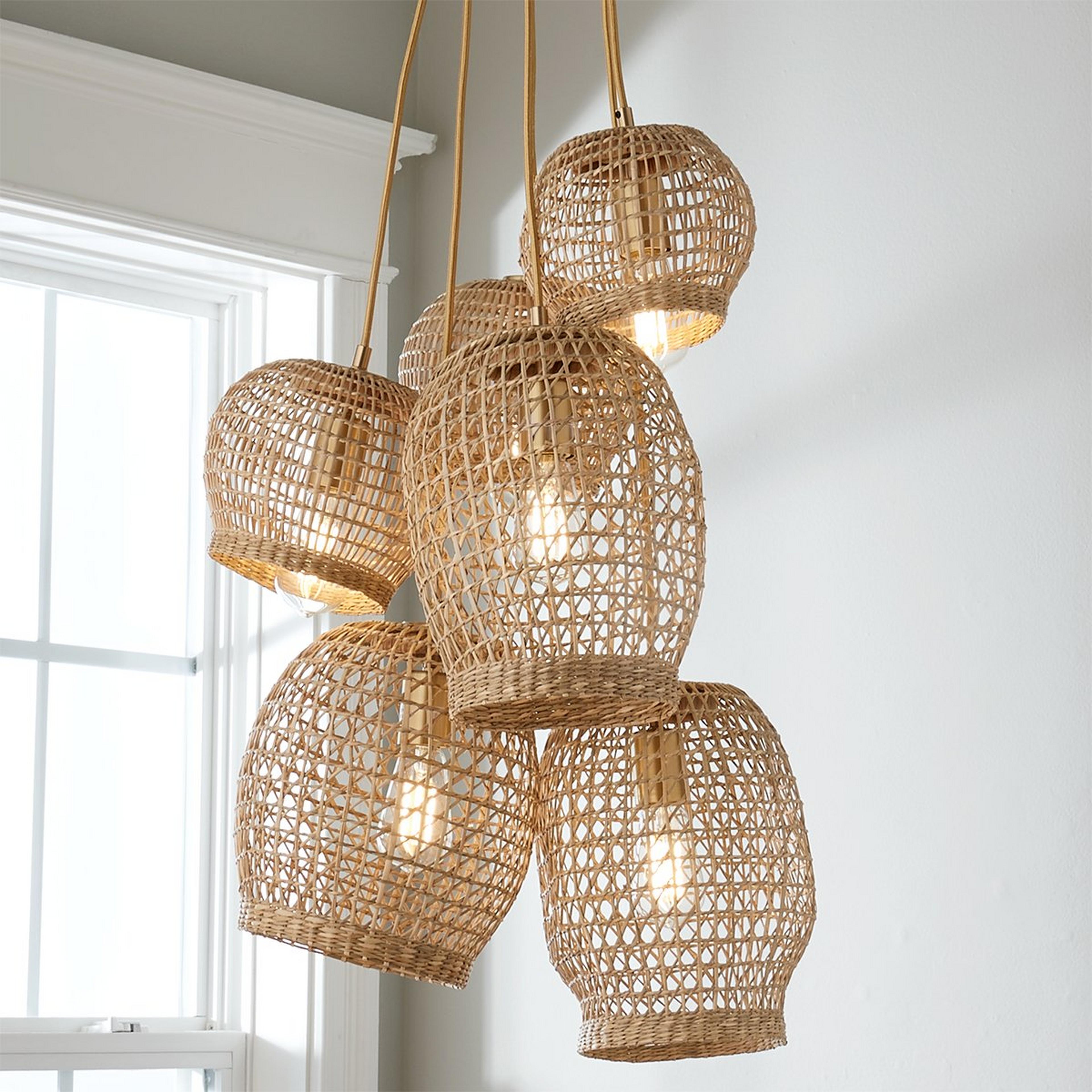 Open Weave Rattan Chandelier