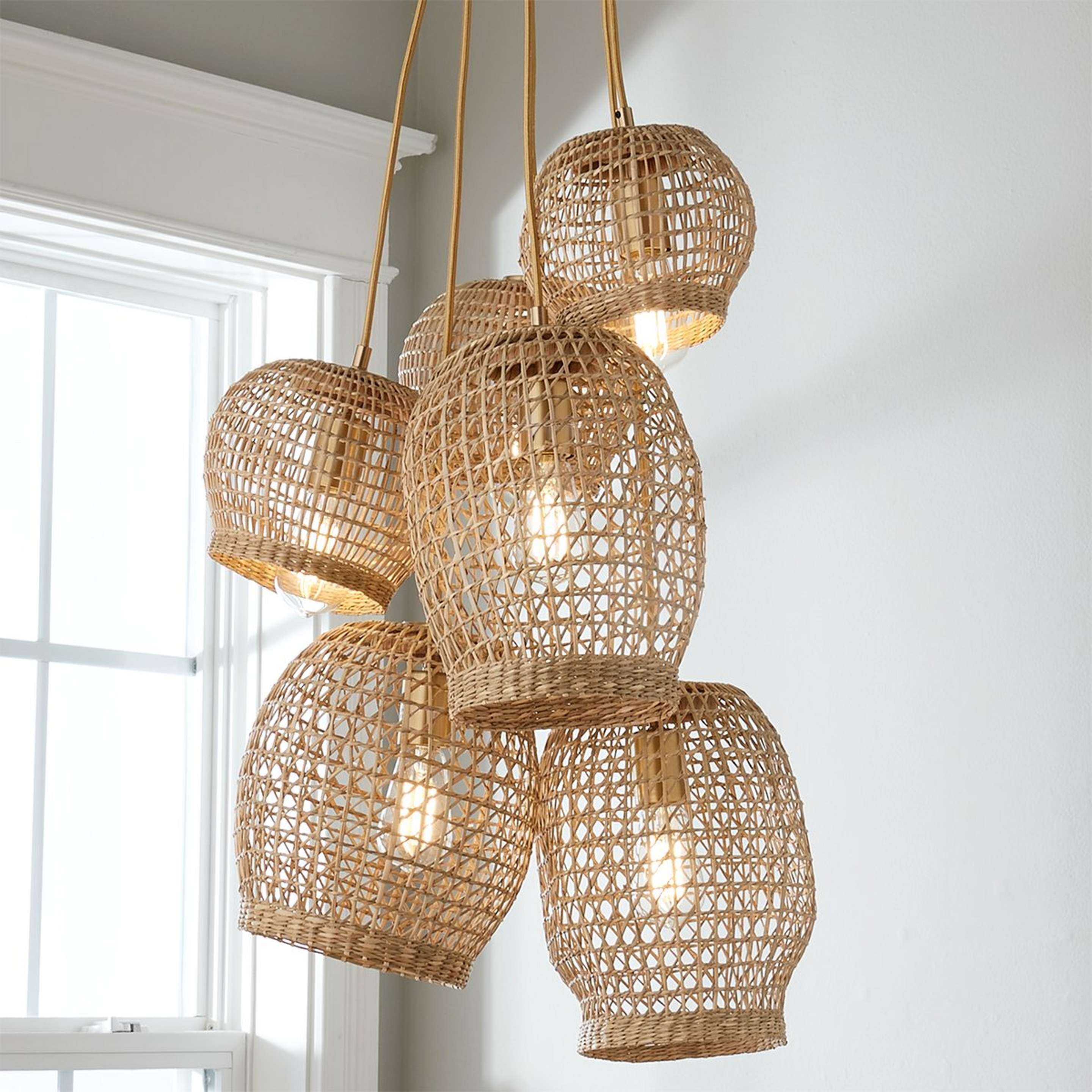 Open Weave Rattan Chandelier