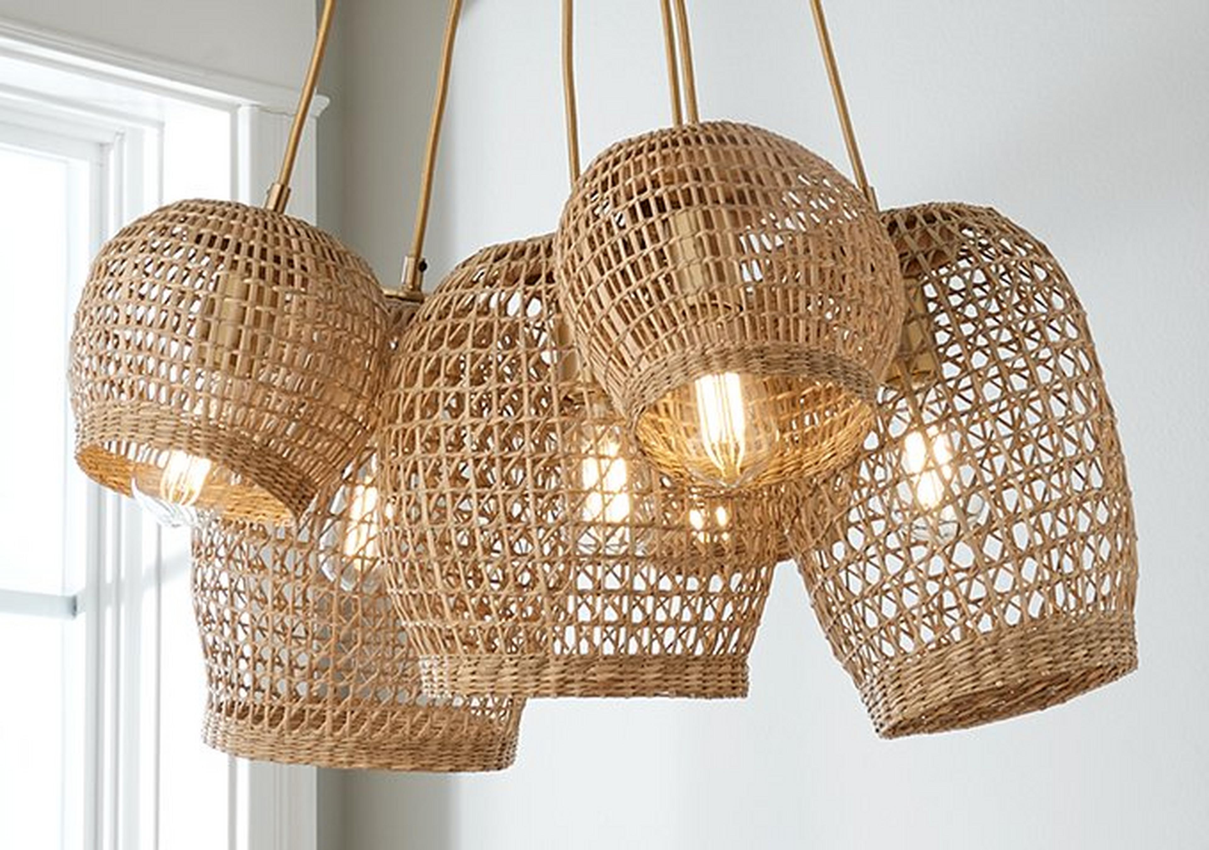 Open Weave Rattan Chandelier