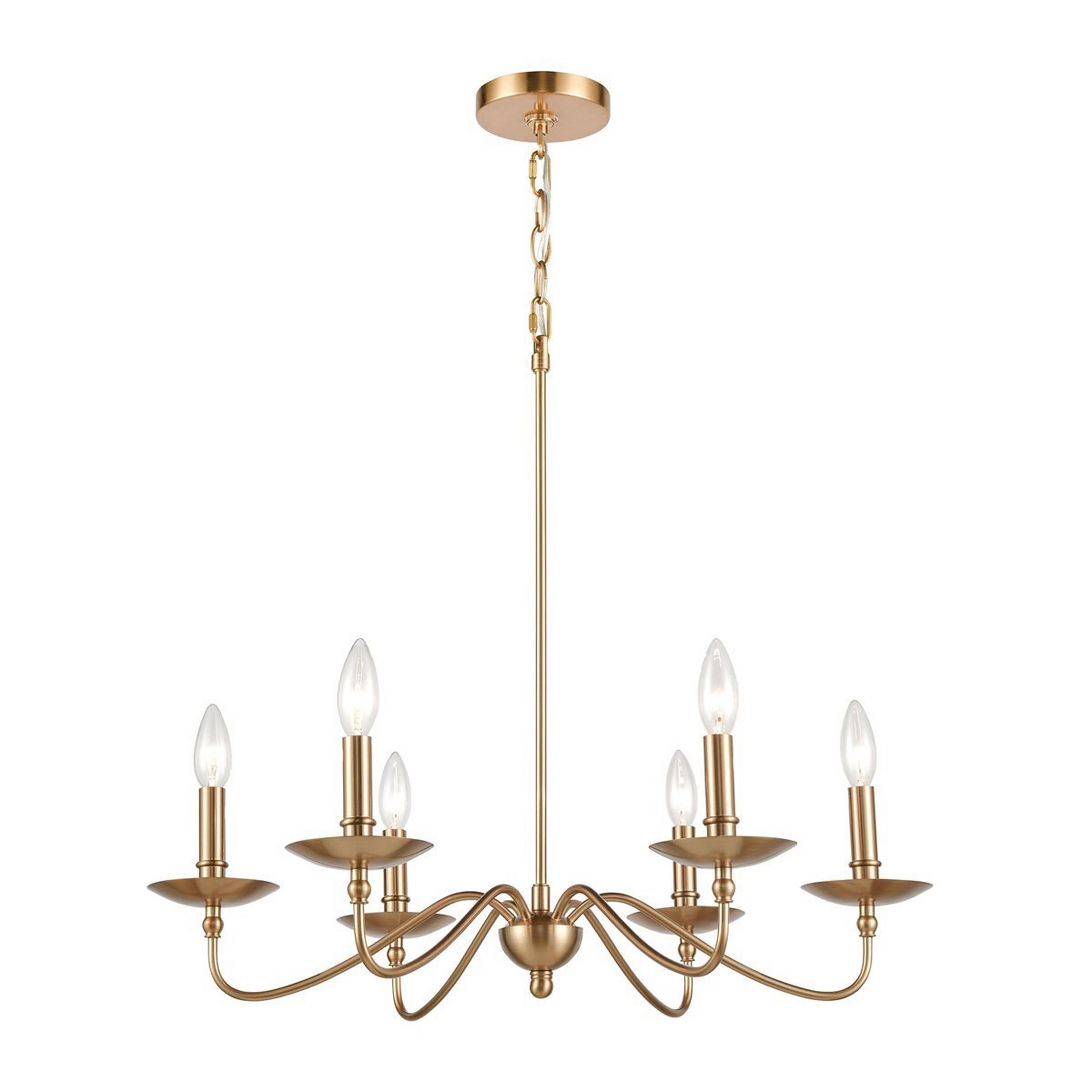 A Beaming Brass Chandelier - Small with Burnished Brass color