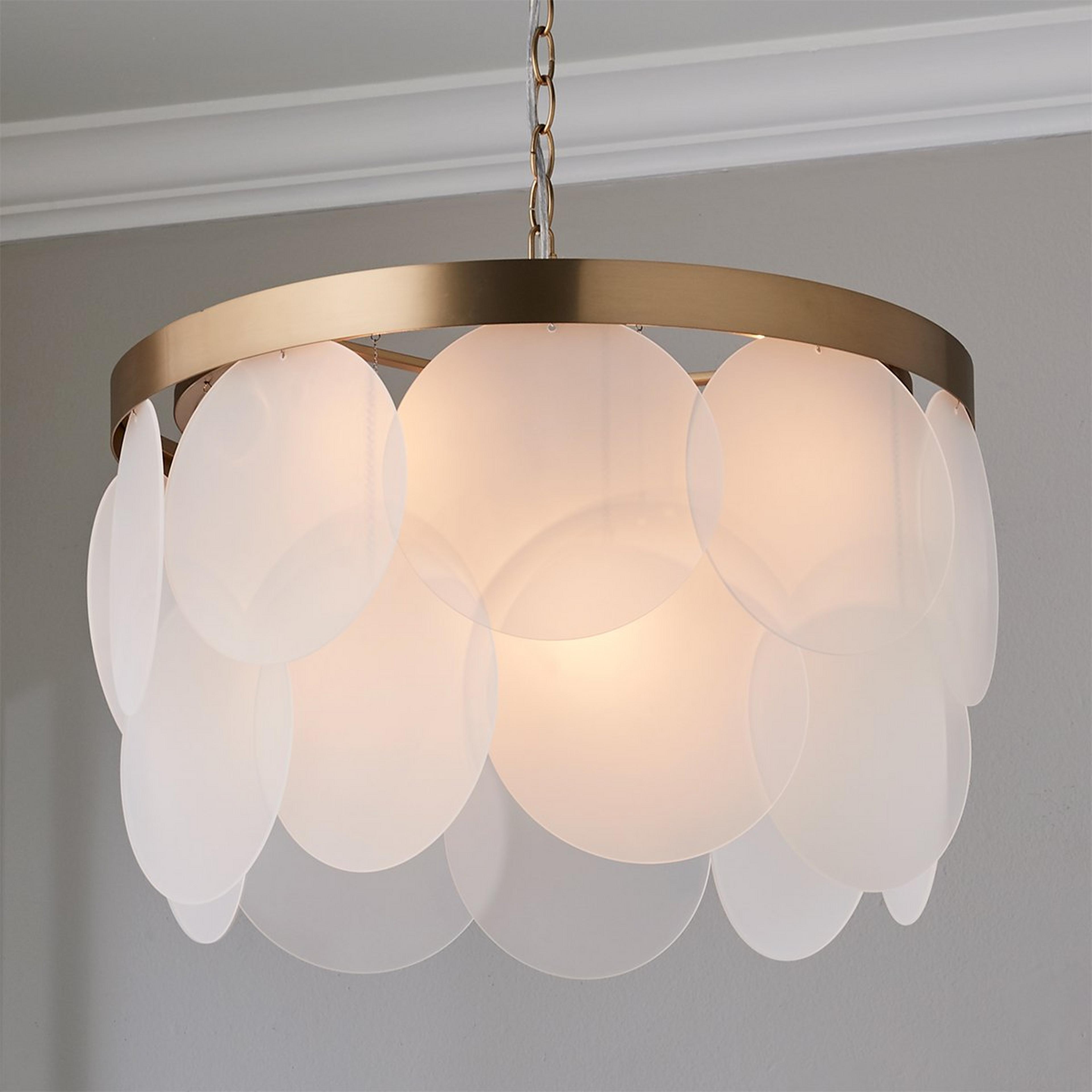 A Geosphere Chandelier with Warm Brass / White color