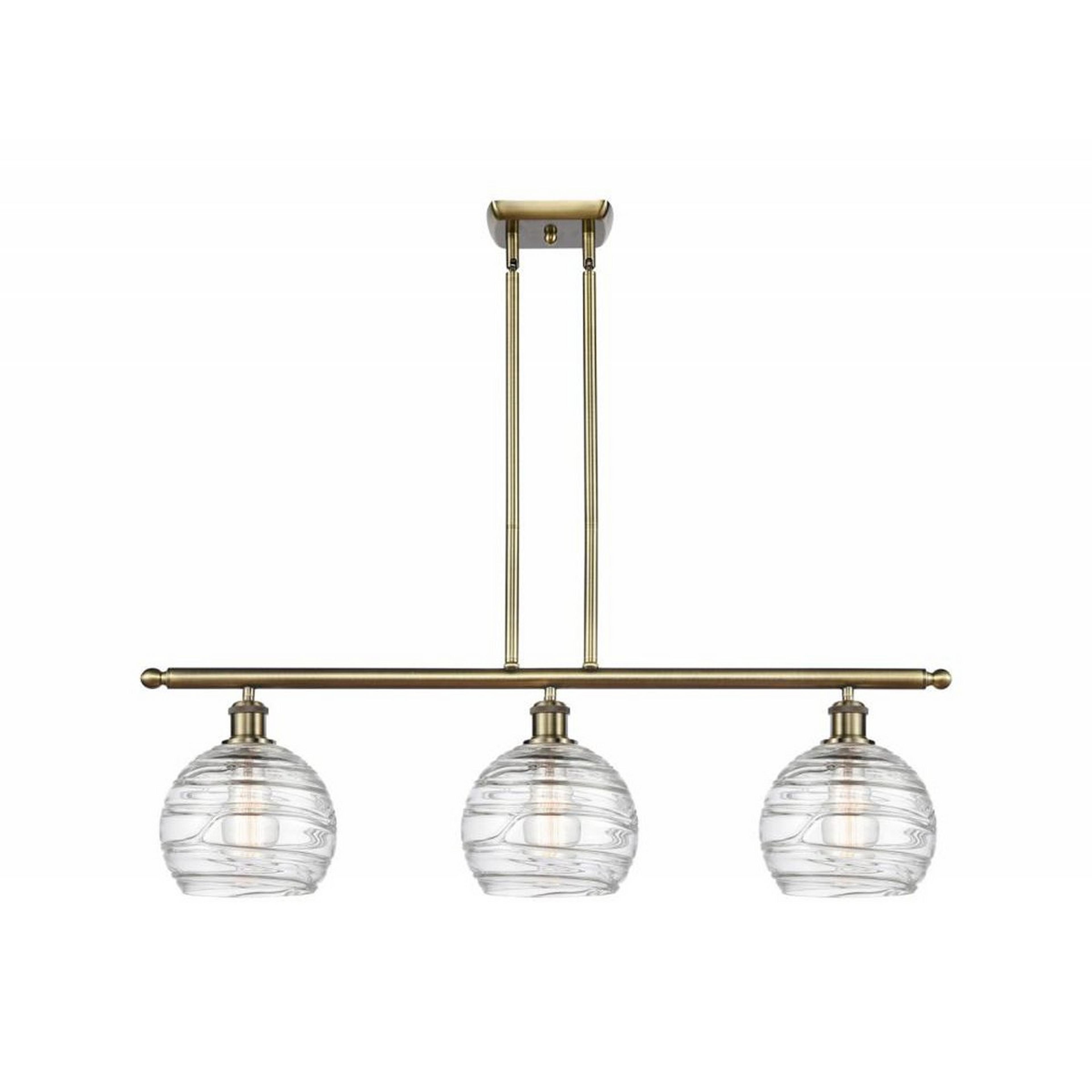 A Sea Swell Island Chandelier - 3 Light with Antique Brass / Clear color