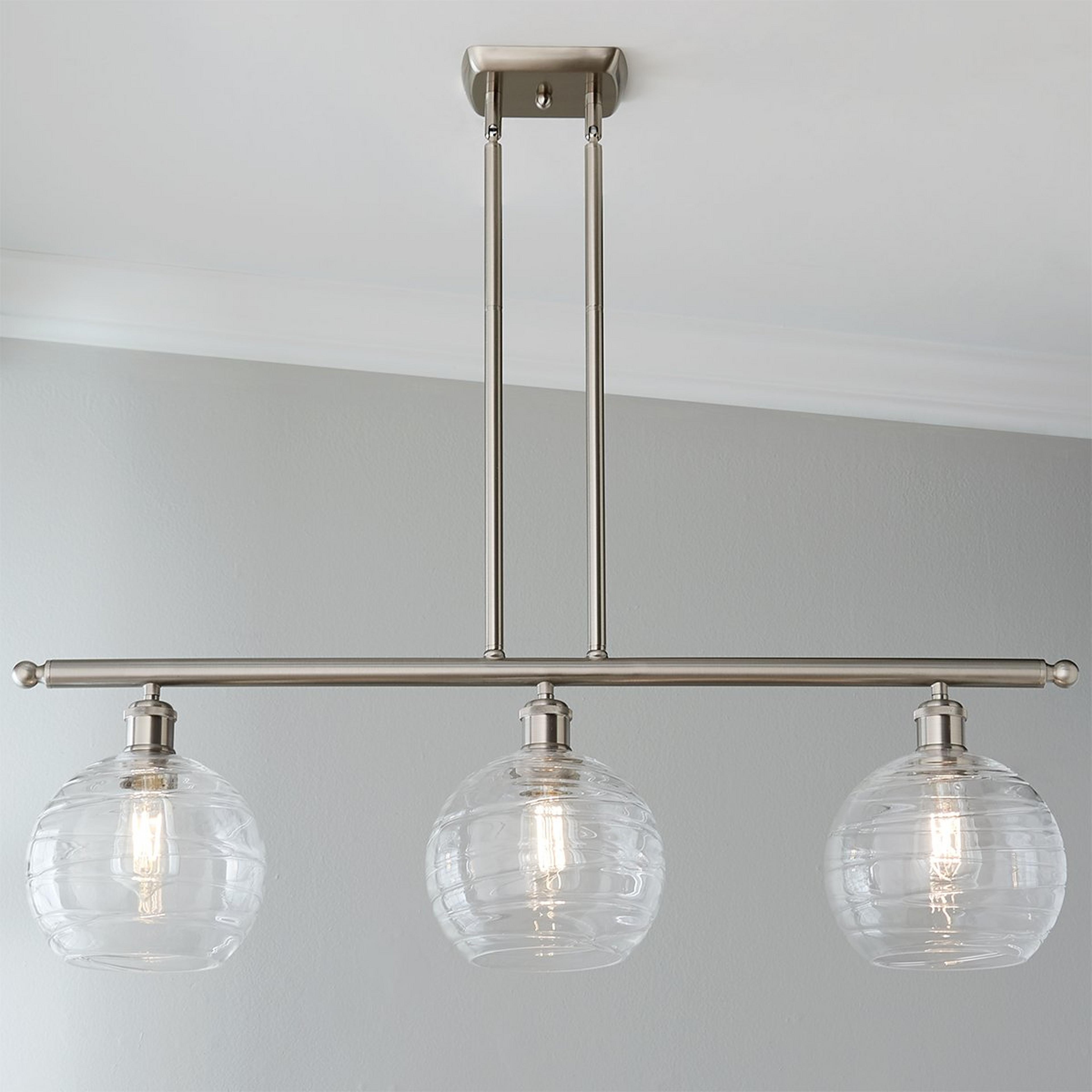A Sea Swell Island Chandelier - 3 Light with Brushed Nickel / Clear color