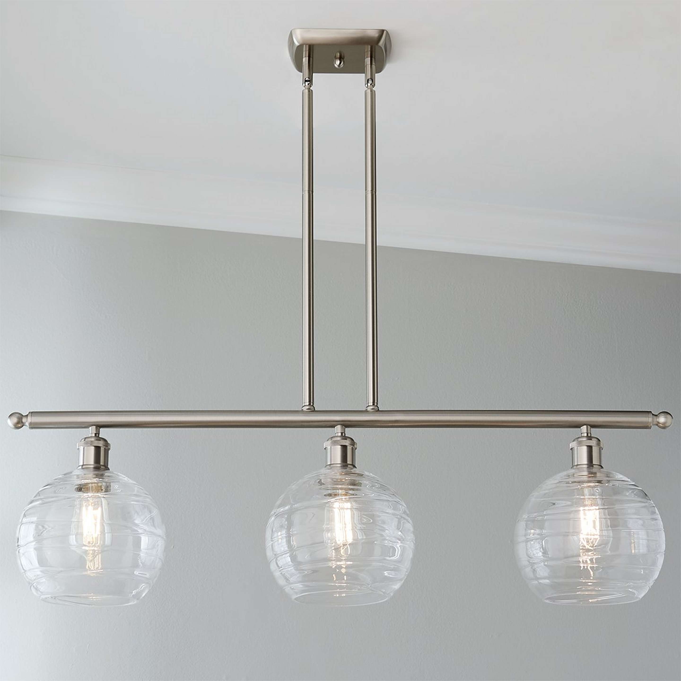 A Sea Swell Island Chandelier - 3 Light with Brushed Nickel / Clear color