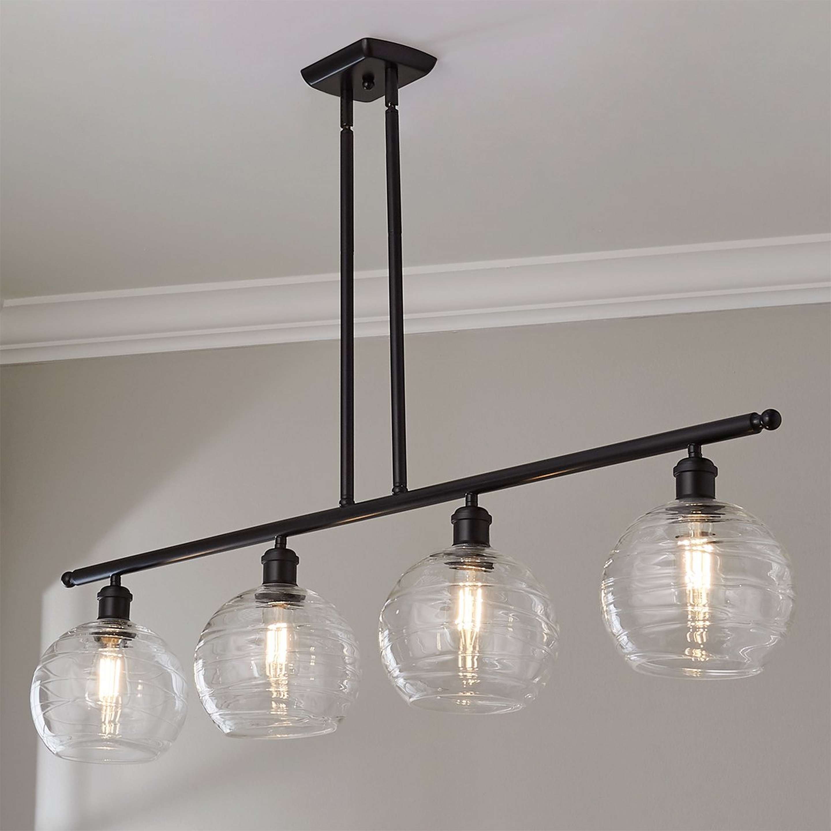 A Sea Swell Island Chandelier - 4 Light with Matte Black / Clear color