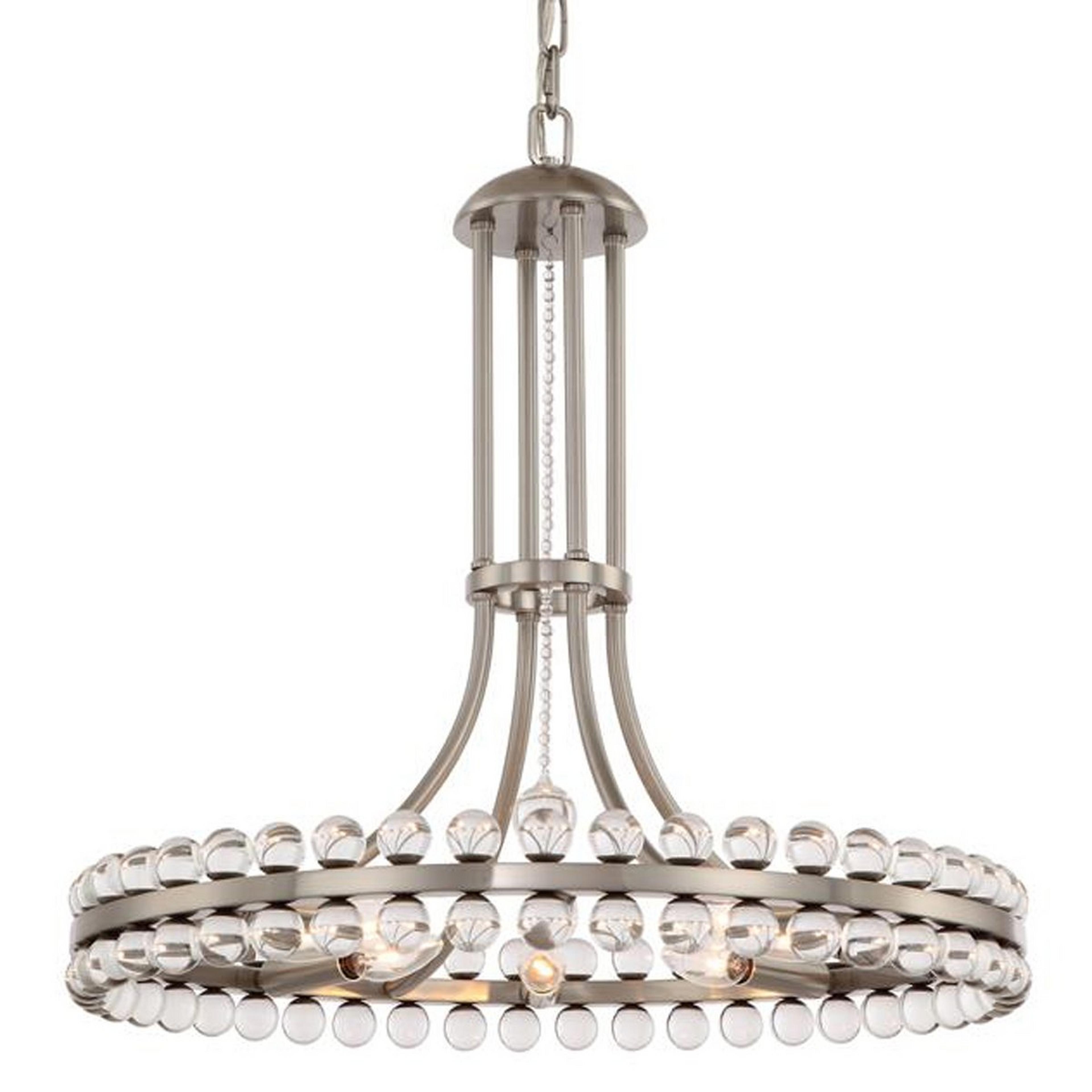 A Crystal Poppy Chandelier with Brushed Nickel / Crystal color