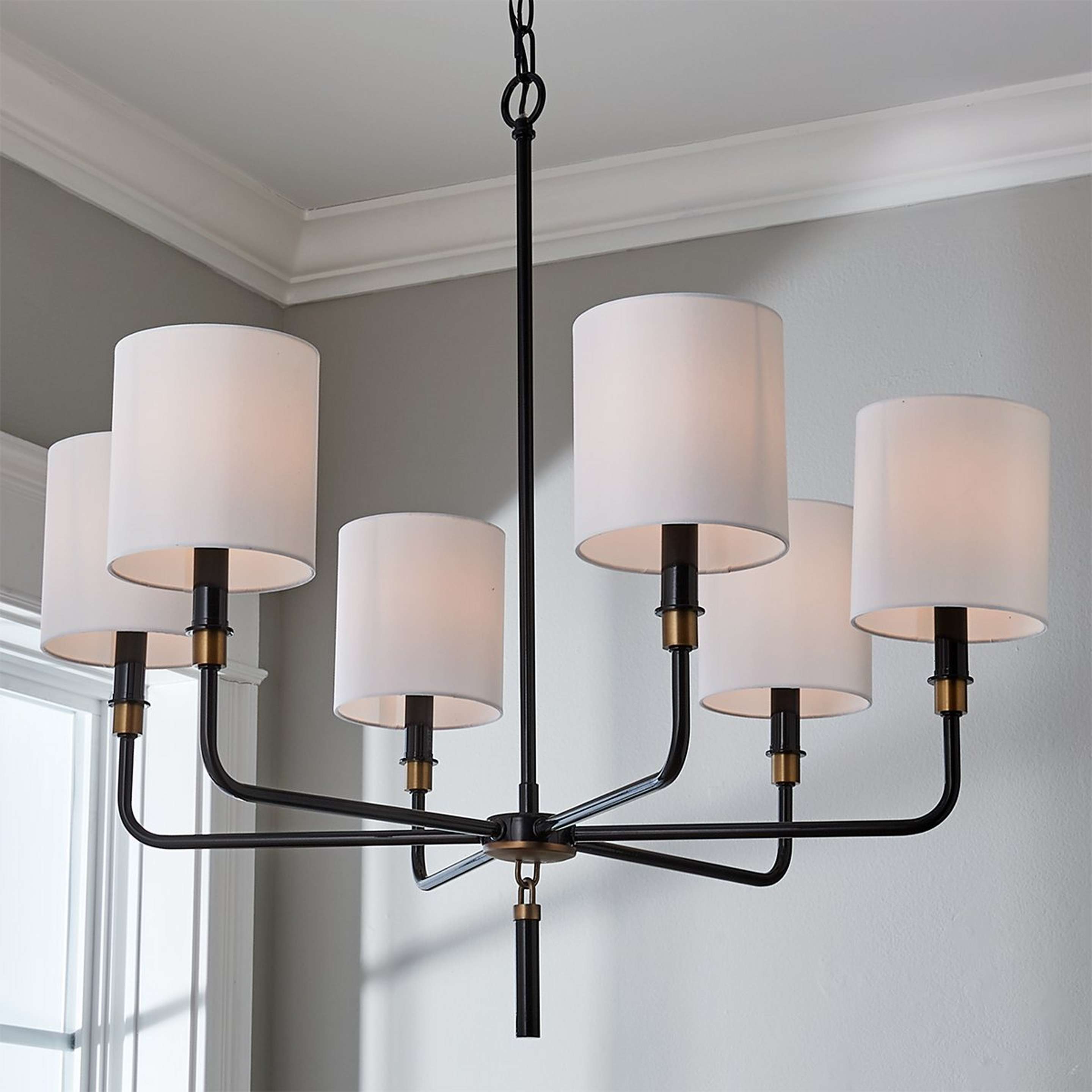 A Gideon Chandelier with Glossy Black / Aged Brass color