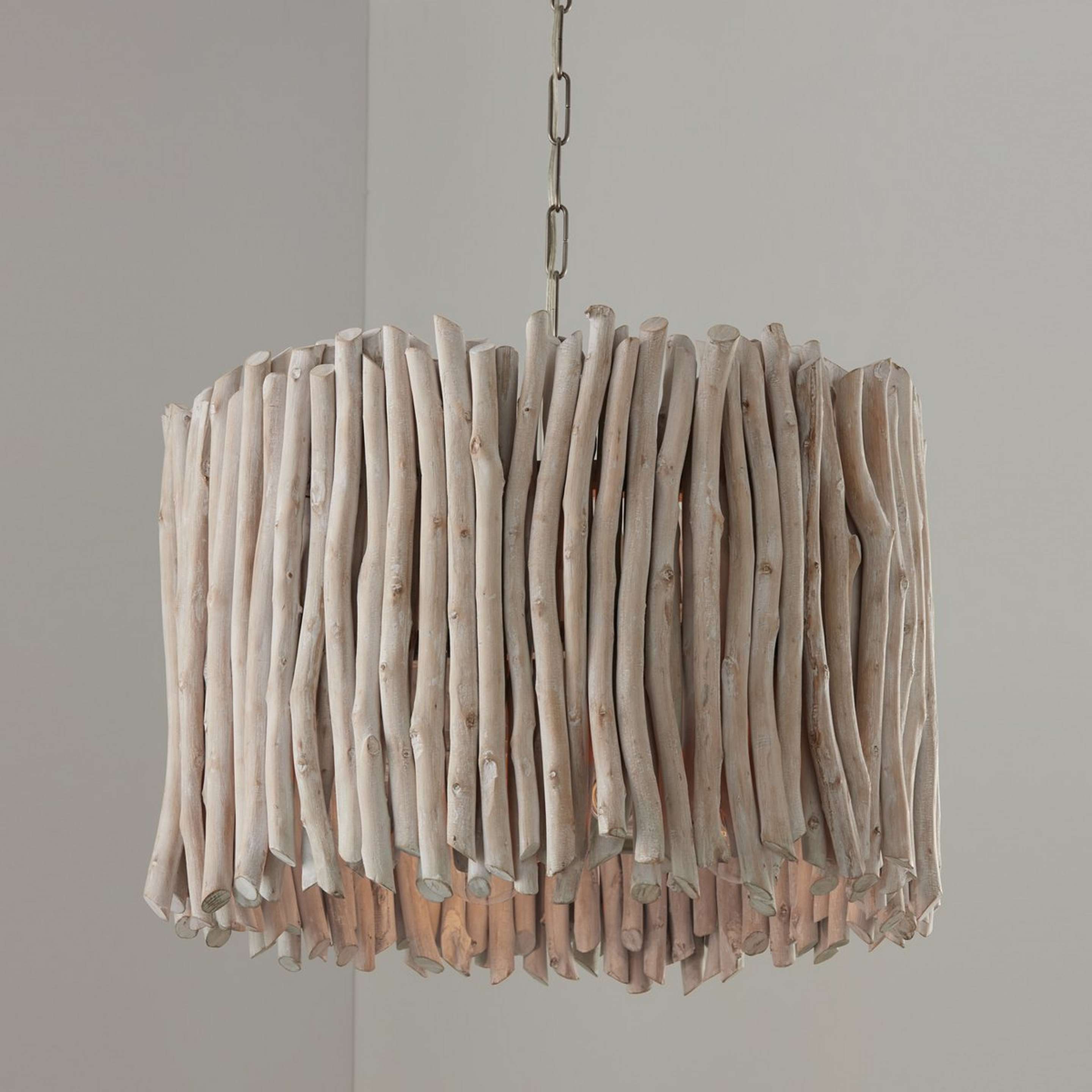 A Myrtales Chandelier with Brushed Pewter / Whitewashed Wood color