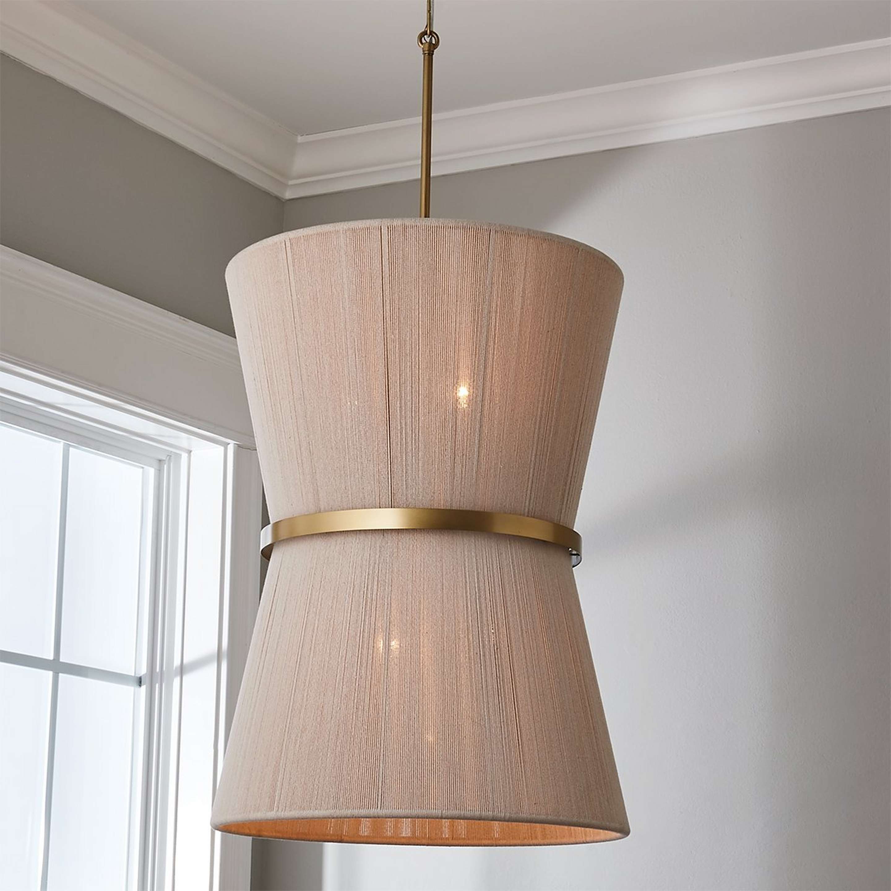 A Halia Foyer Chandelier with Brass / Natural Ivory Rope color