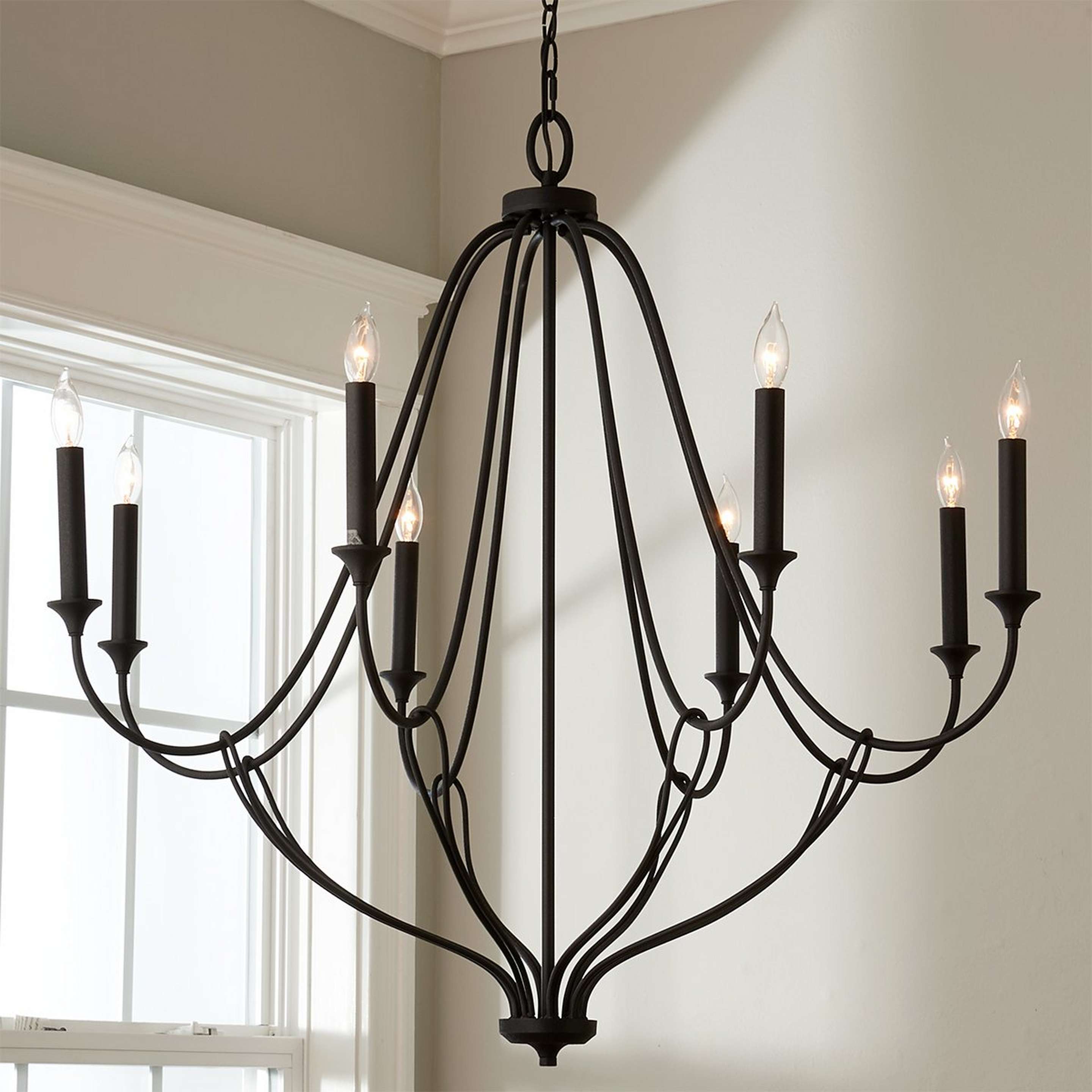 A Claude Chandelier - 8 Light with Black Iron color