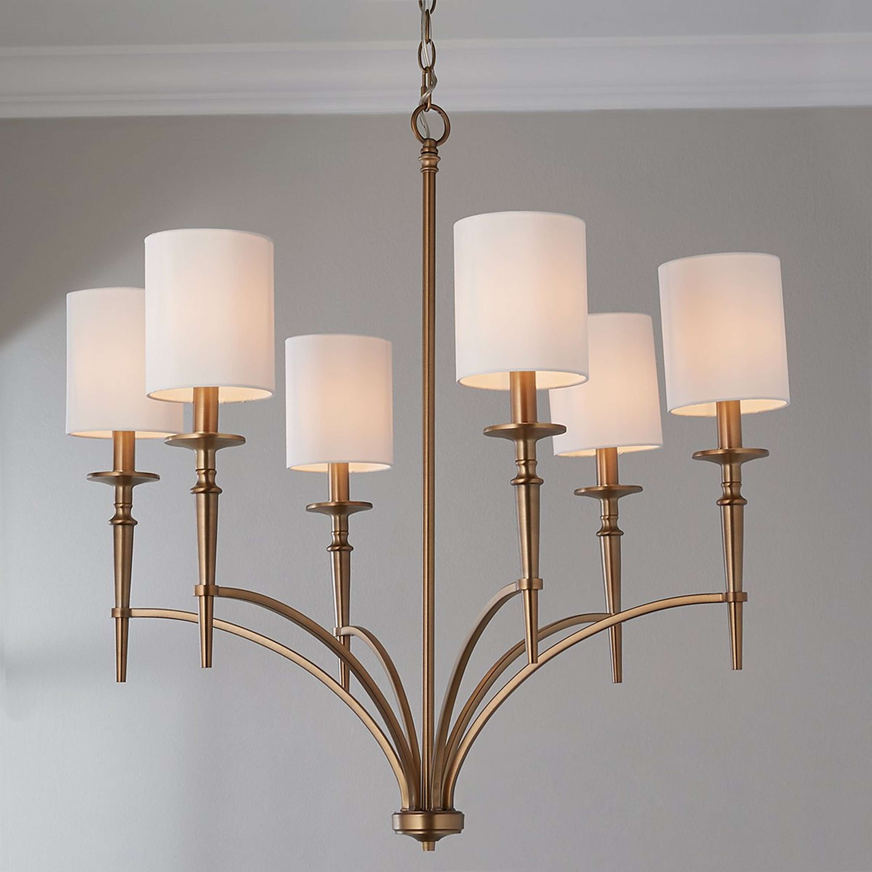 A Bella Chandelier with Aged Brass color
