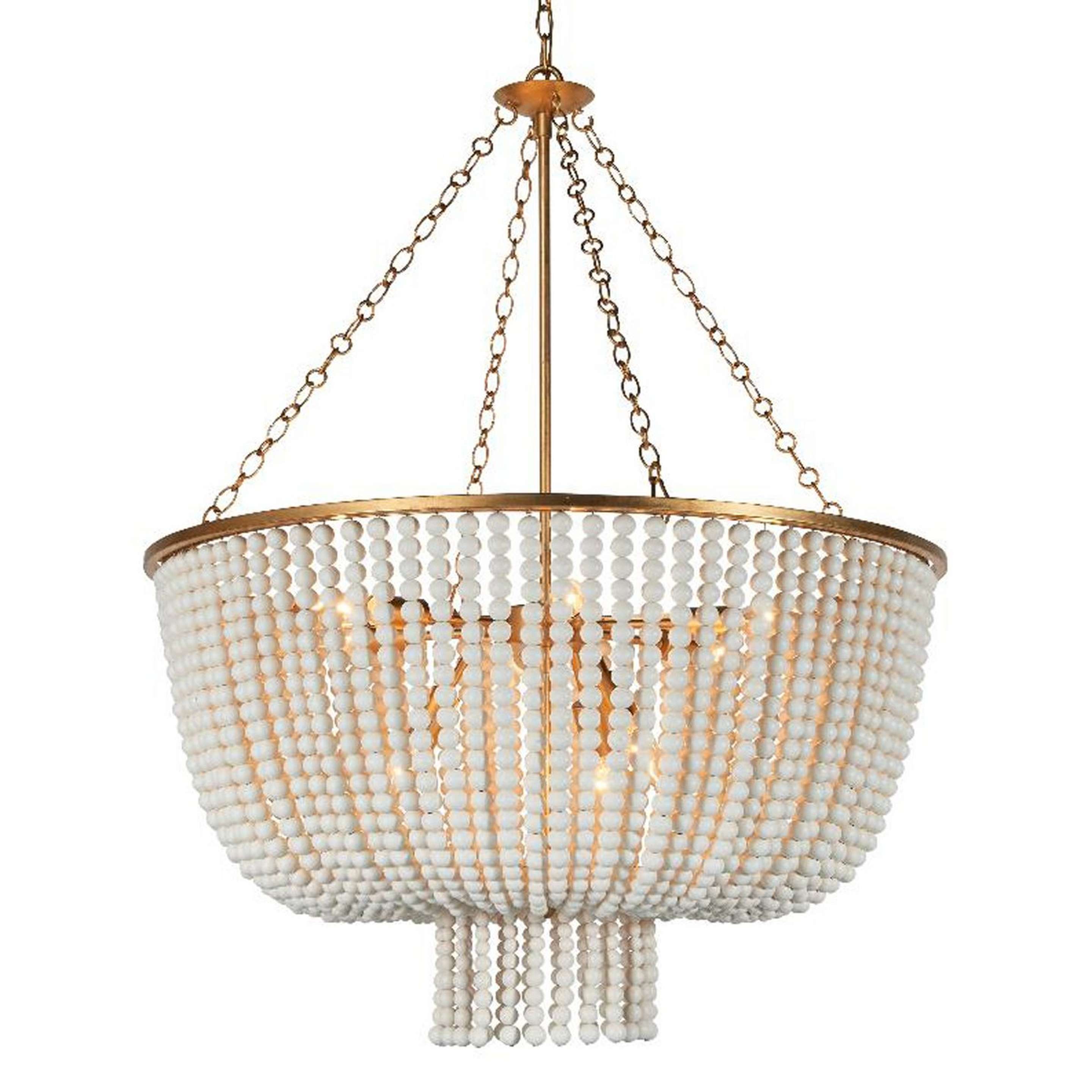A Beaded Kona Chandelier - Large with Aged Gold / Ivory color