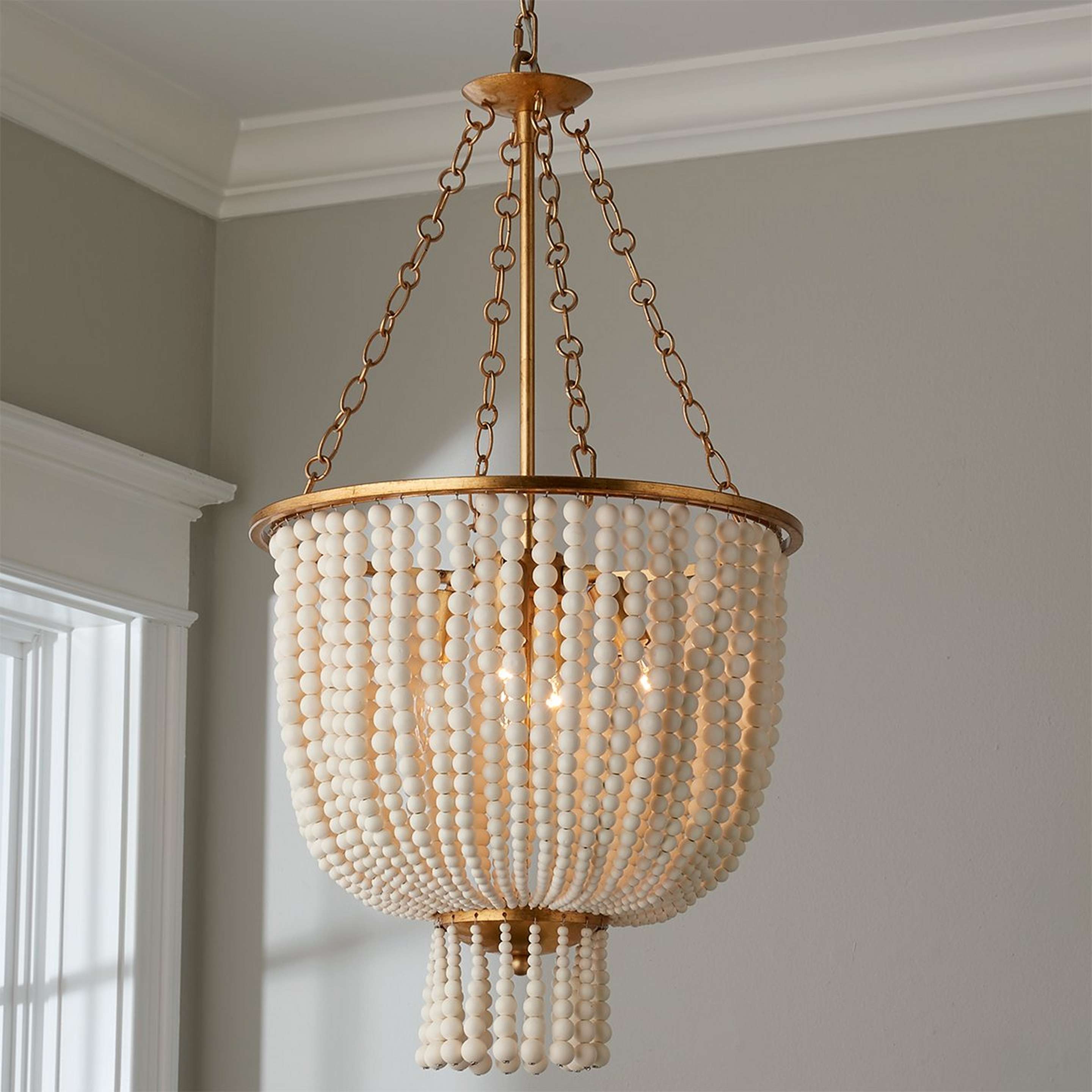 A Beaded Kona Chandelier - Small with Aged Gold / Ivory color