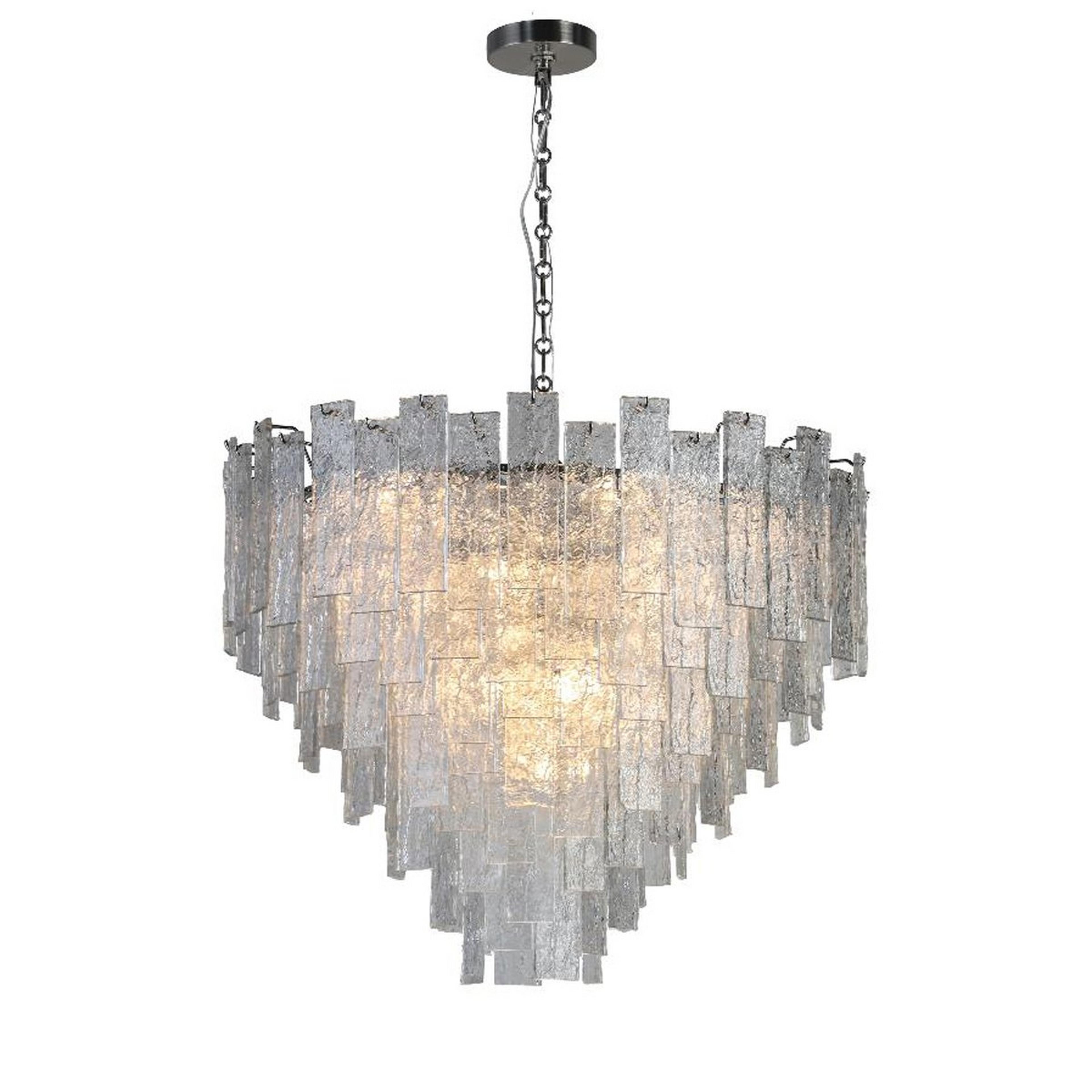 A Great Falls Chandelier - Large with Polished Nickel / Textured Glass color
