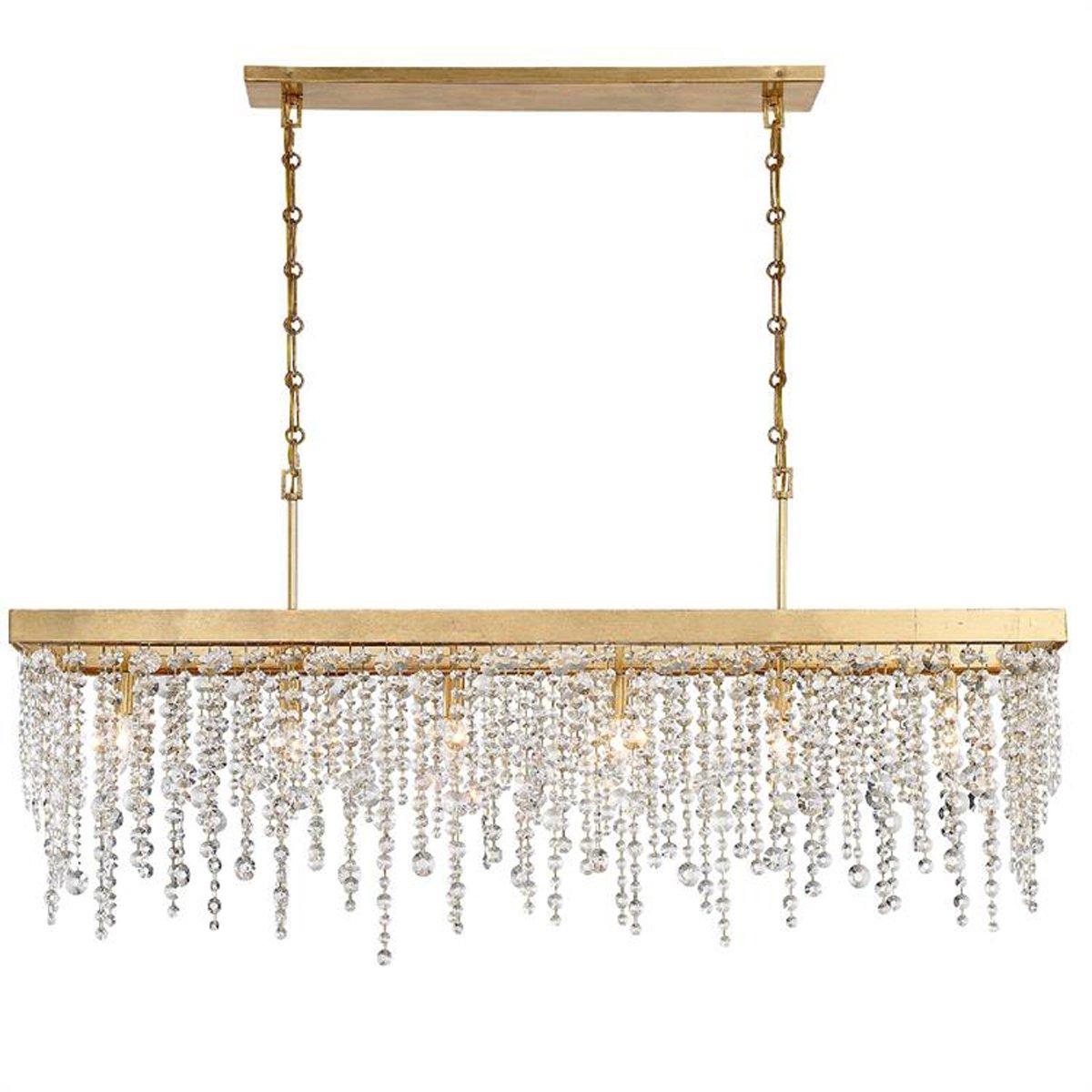 Anastagio Rectangle/ Linear Brass Crystal Bead Chandelier